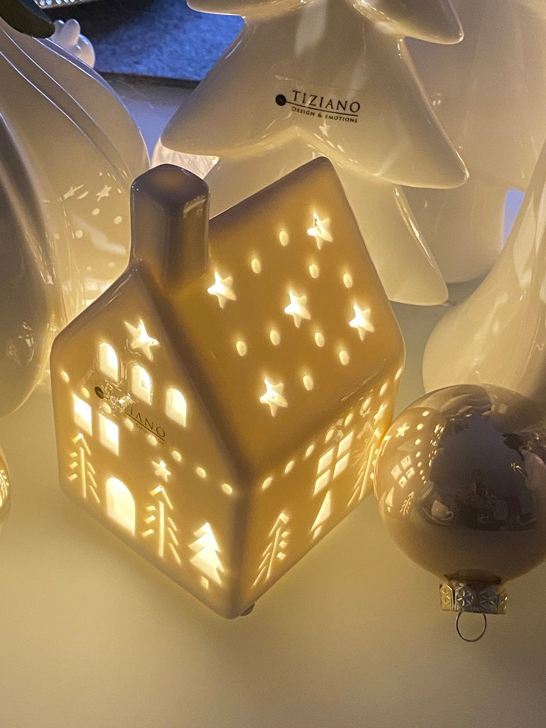 Deko Haus Ostia LED creme-weiß