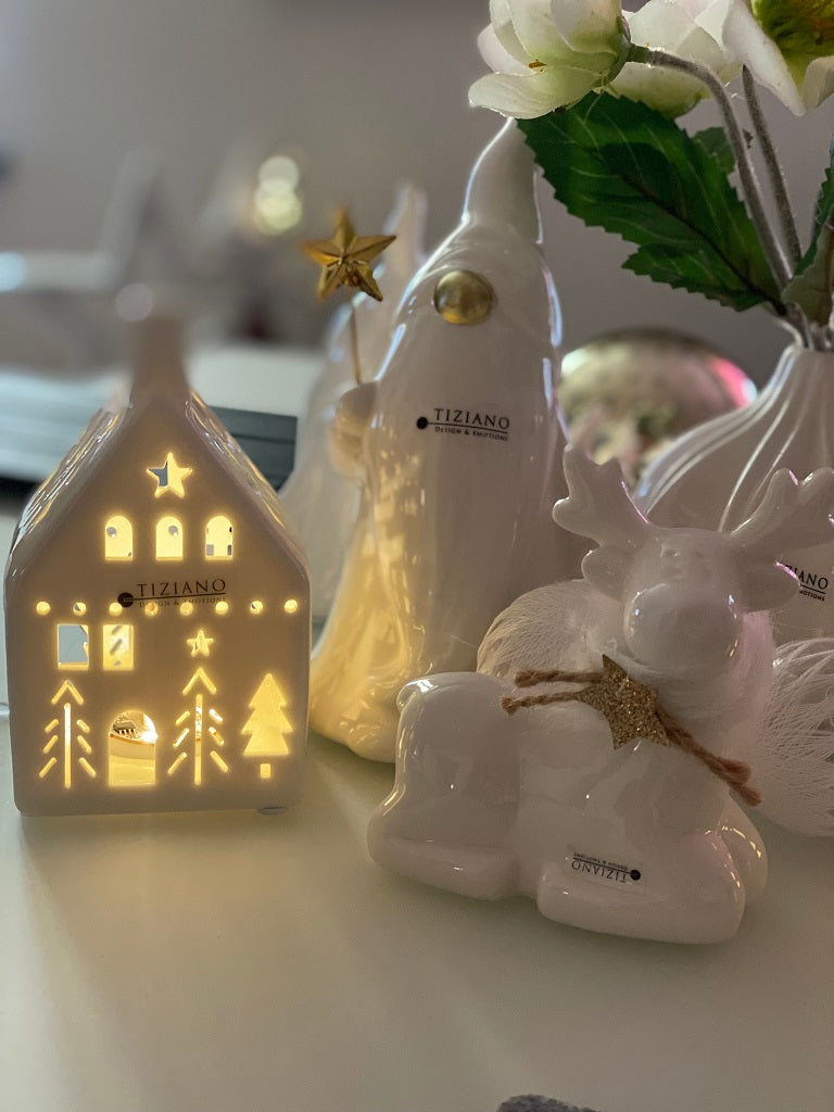 Deko Haus Ostia LED creme-weiß