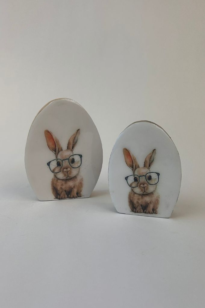 Deko Ei mit Hase Mangoholz