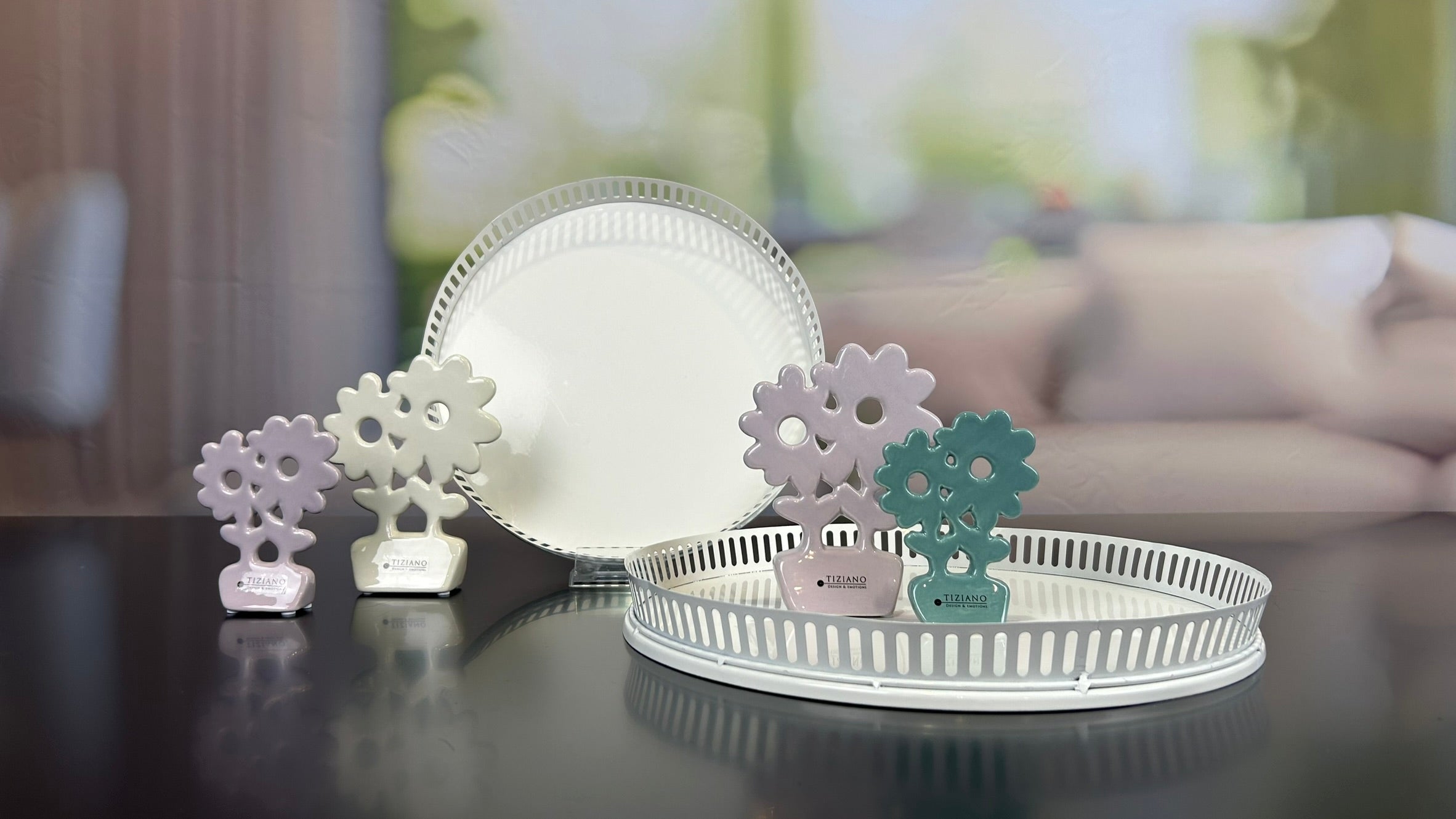 Metallschale Canneto rund creme-weiß