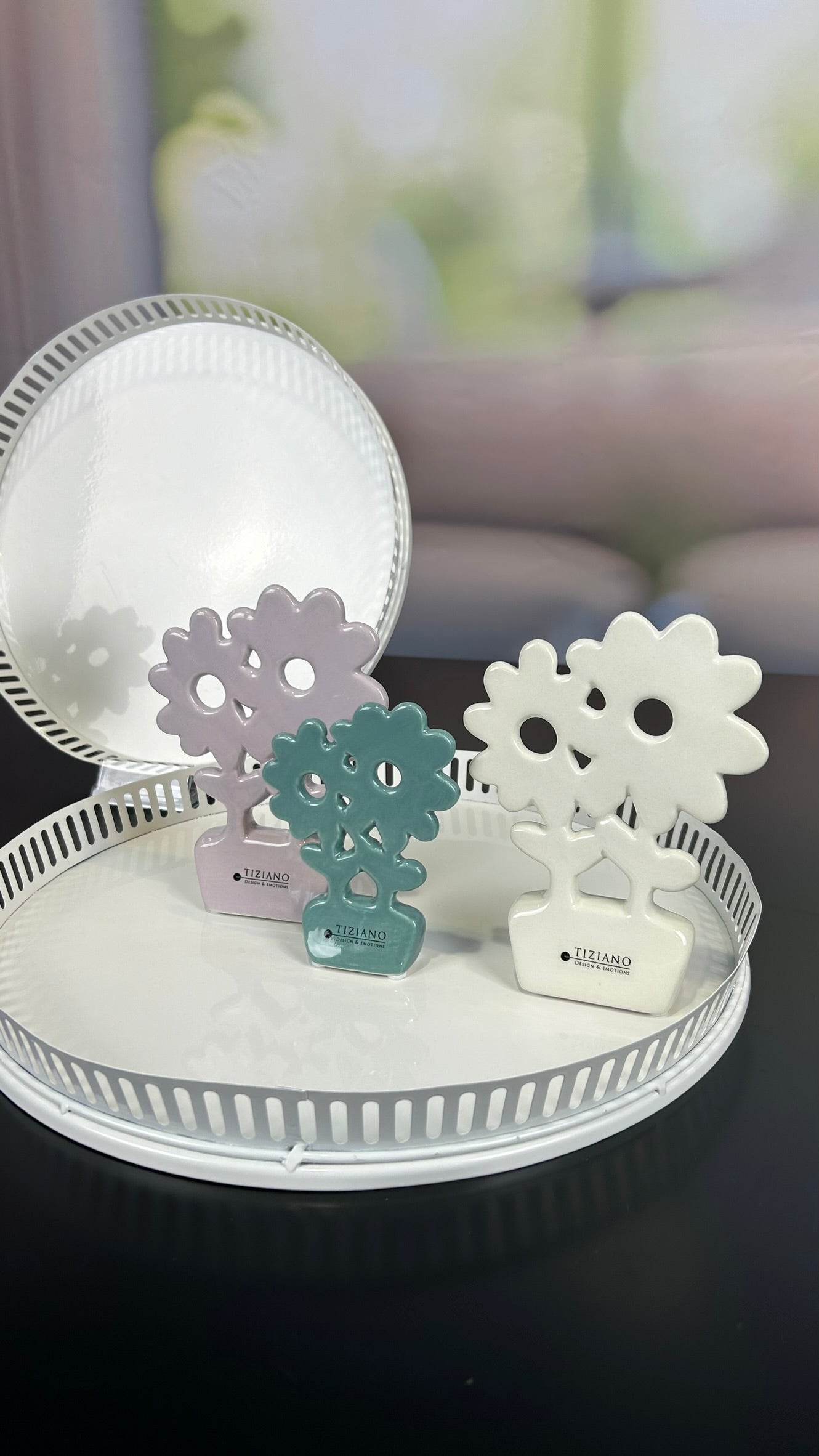 Metallschale Canneto rund creme-weiß