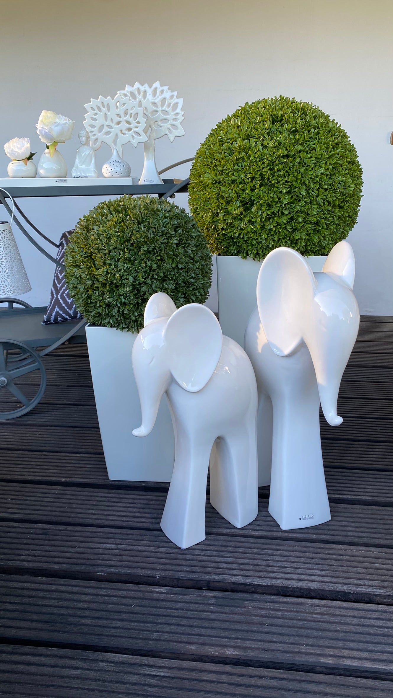 Dekoelefant Aron weiß-creme groß