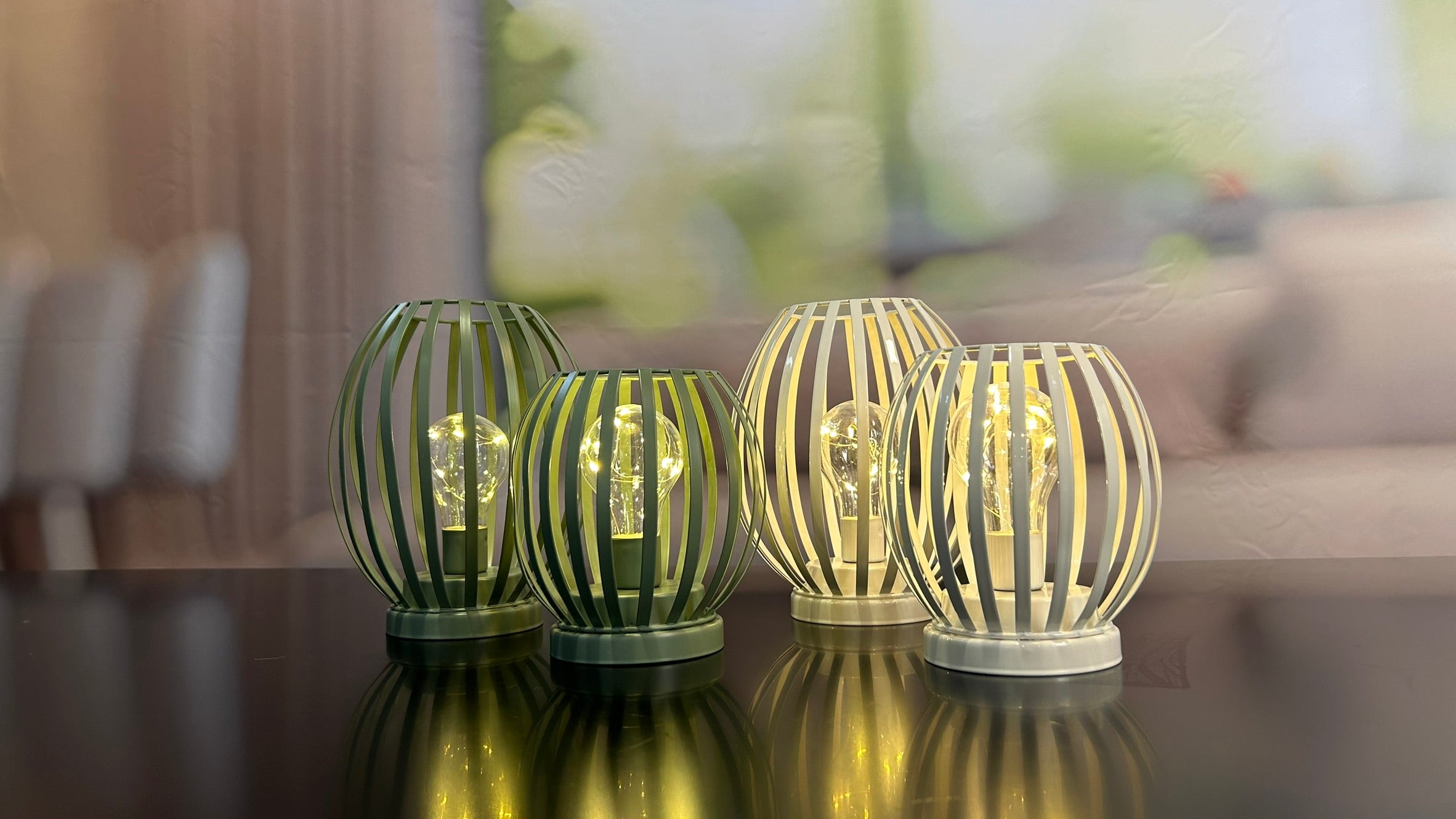 Lampe Glitter LED creme-weiß