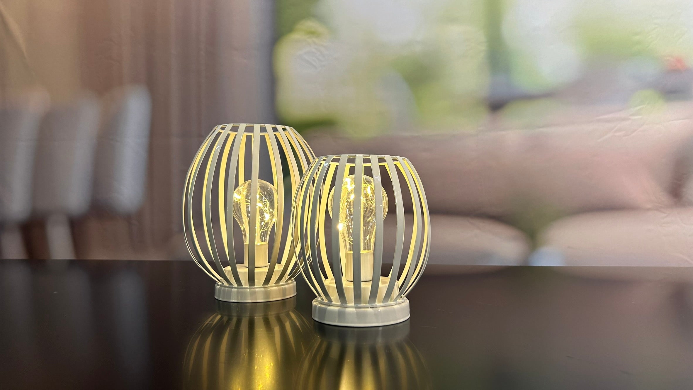 Lampe Glitter LED creme-weiß