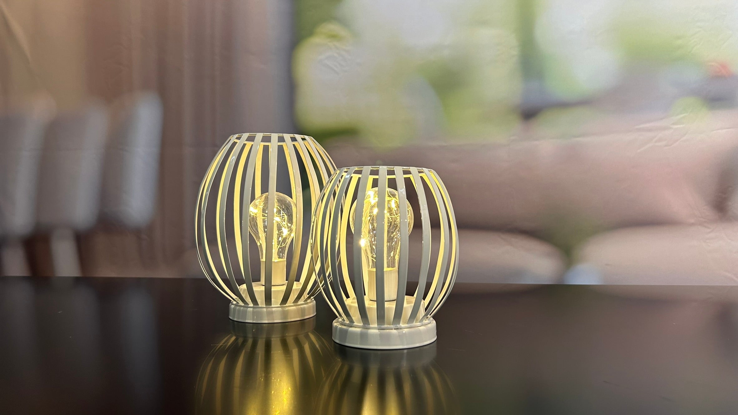 Lampe Glitter LED creme-weiß