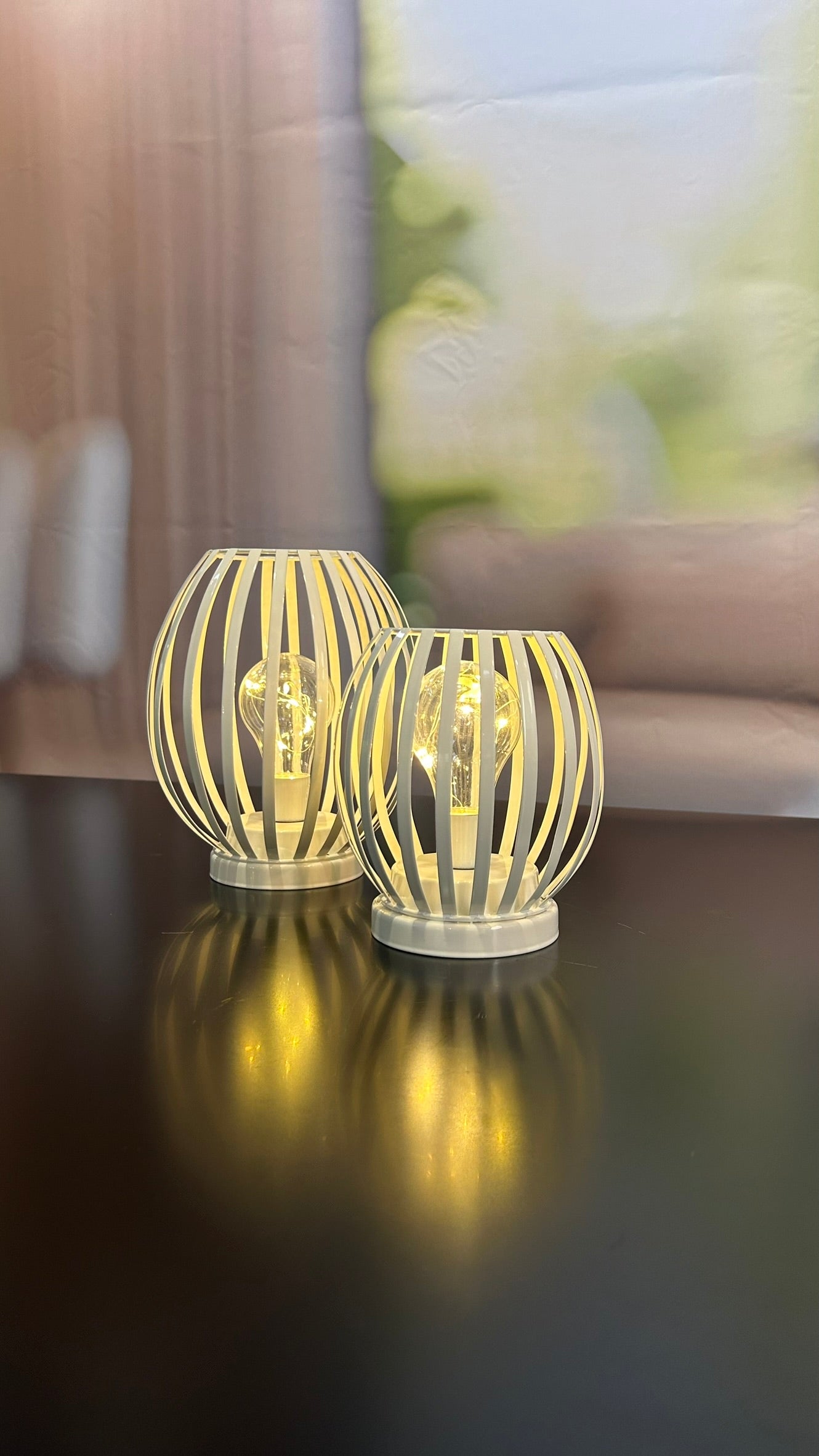 Lampe Glitter LED creme-weiß