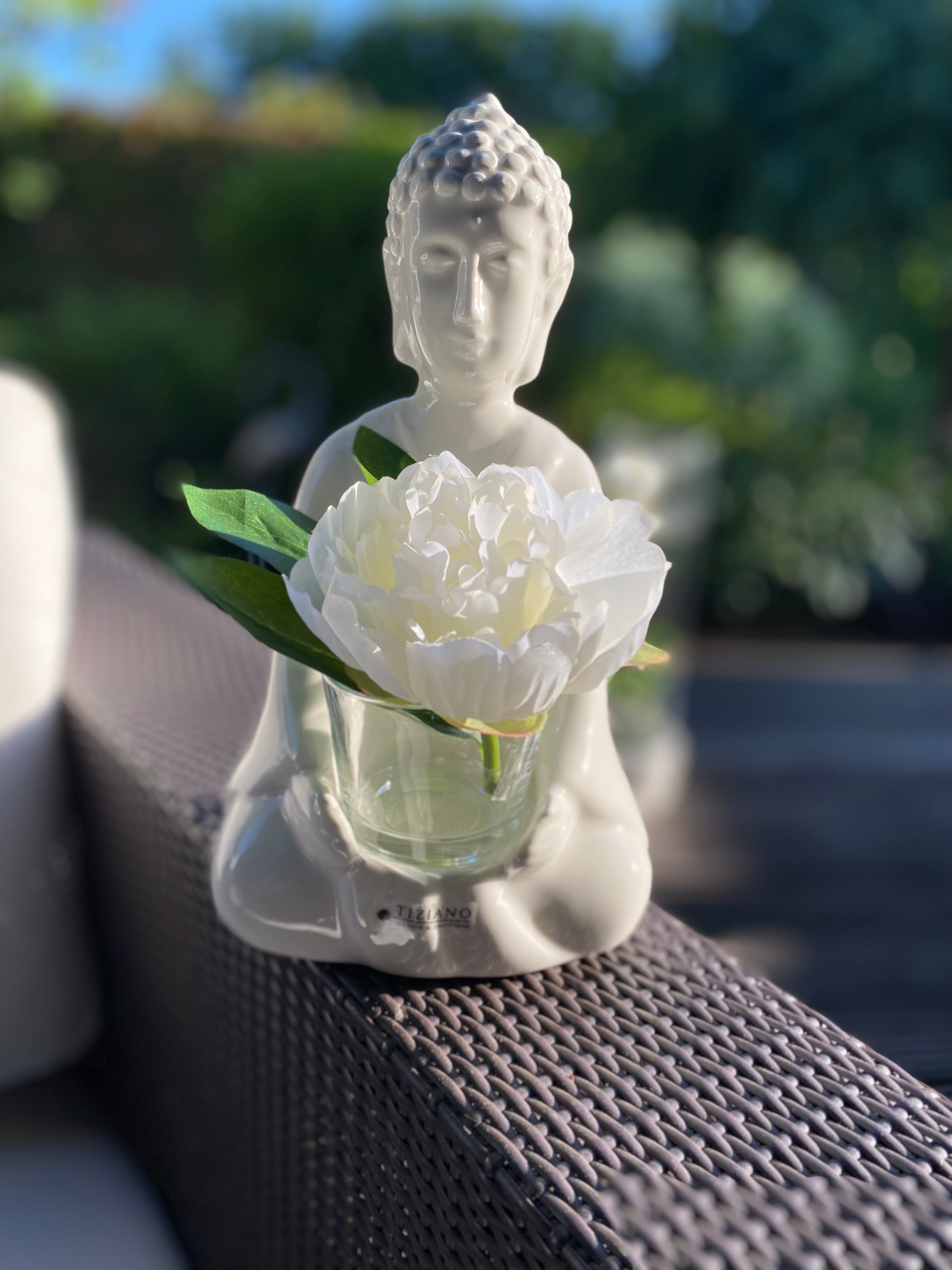 Deko Shiva 26 creme-weiß mit Glaskübel Visco