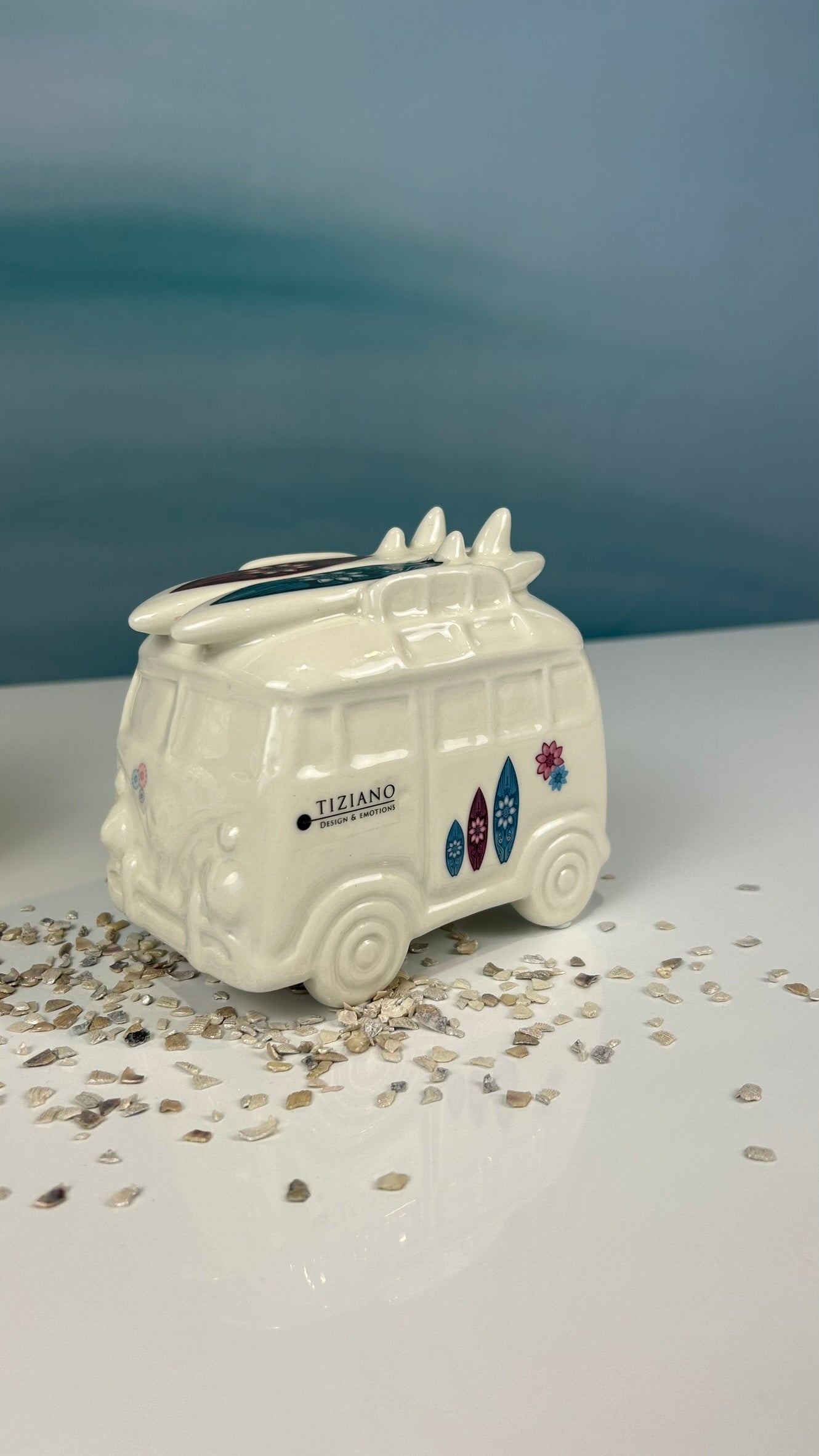 Deko Bus Forano mit Surfbrett creme-weiß mit Decal