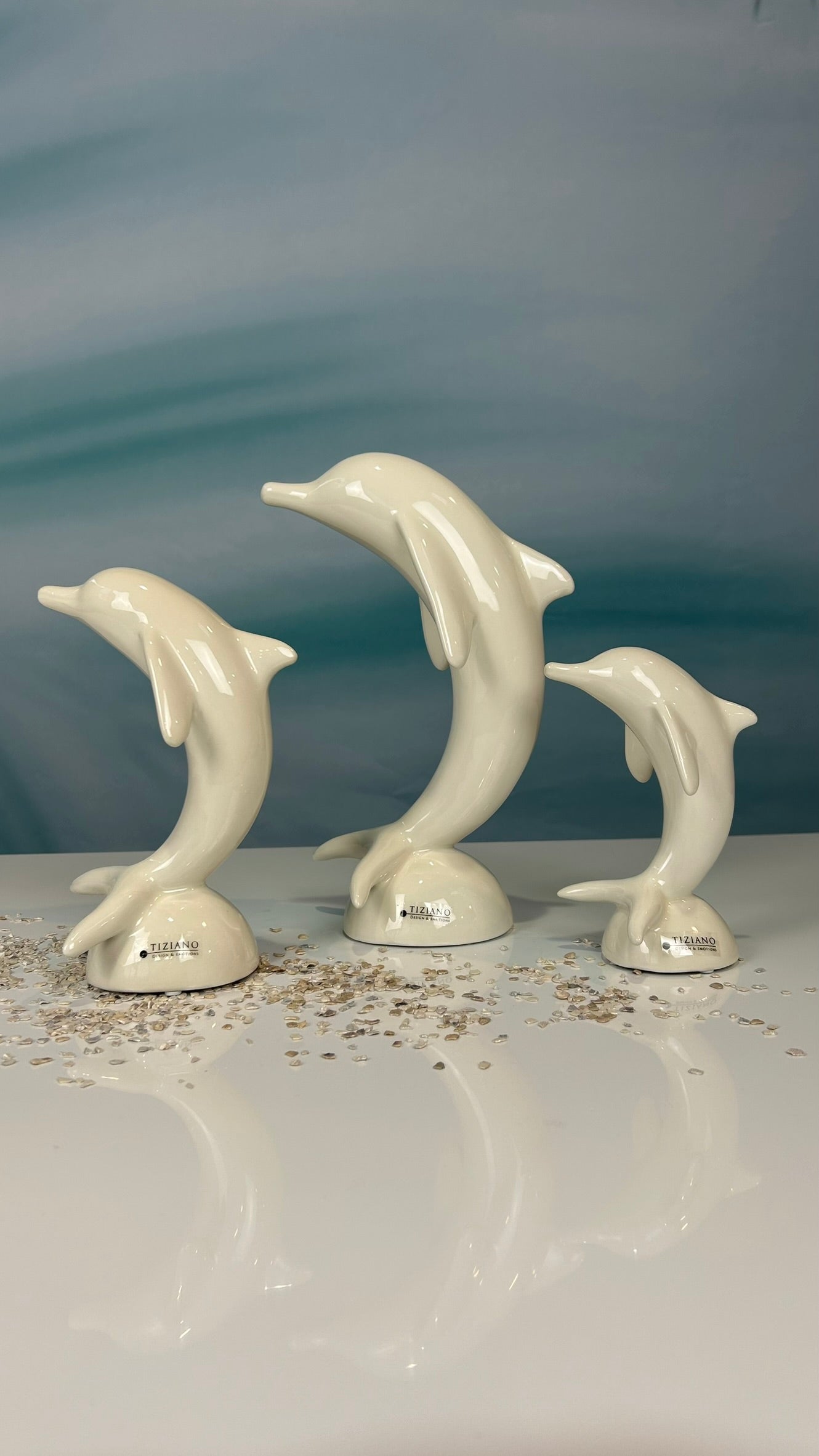 Deko Delfin Sandy creme-weiß