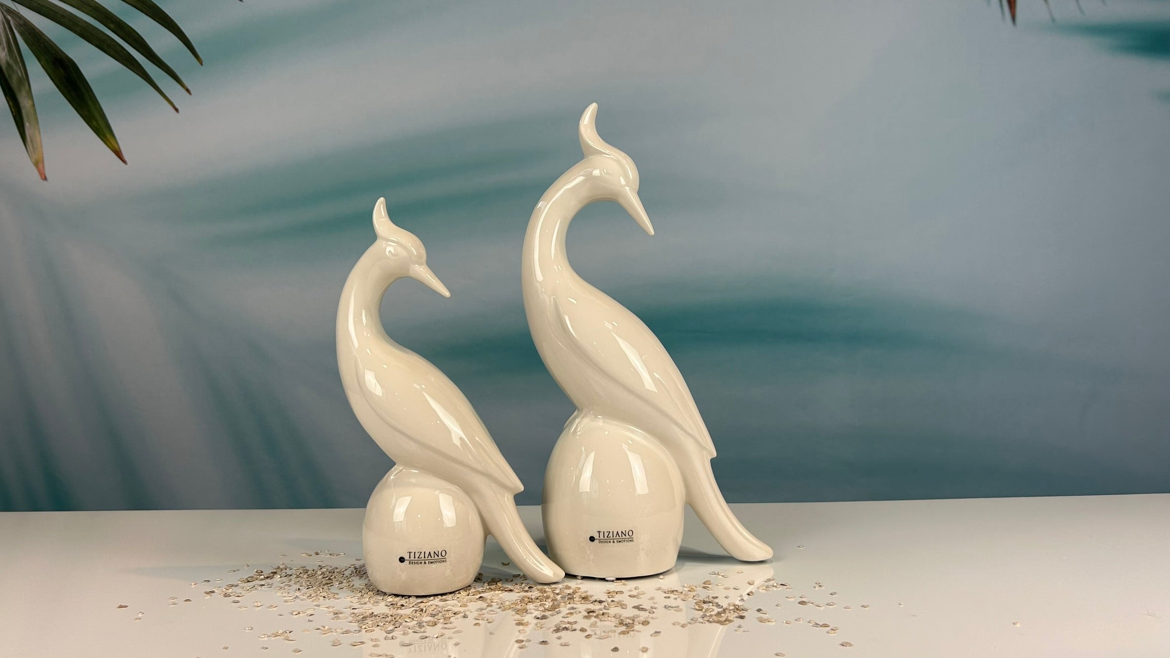 Deko Vogel Paolo auf Kugel creme-weiß