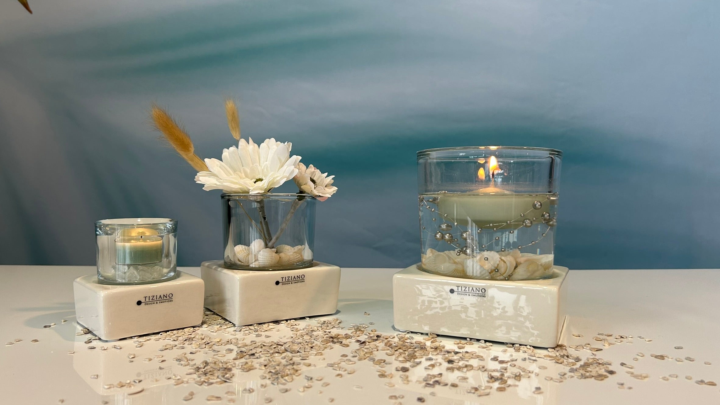 Tischlicht Base Mantova LED 7,5cm creme-weiß