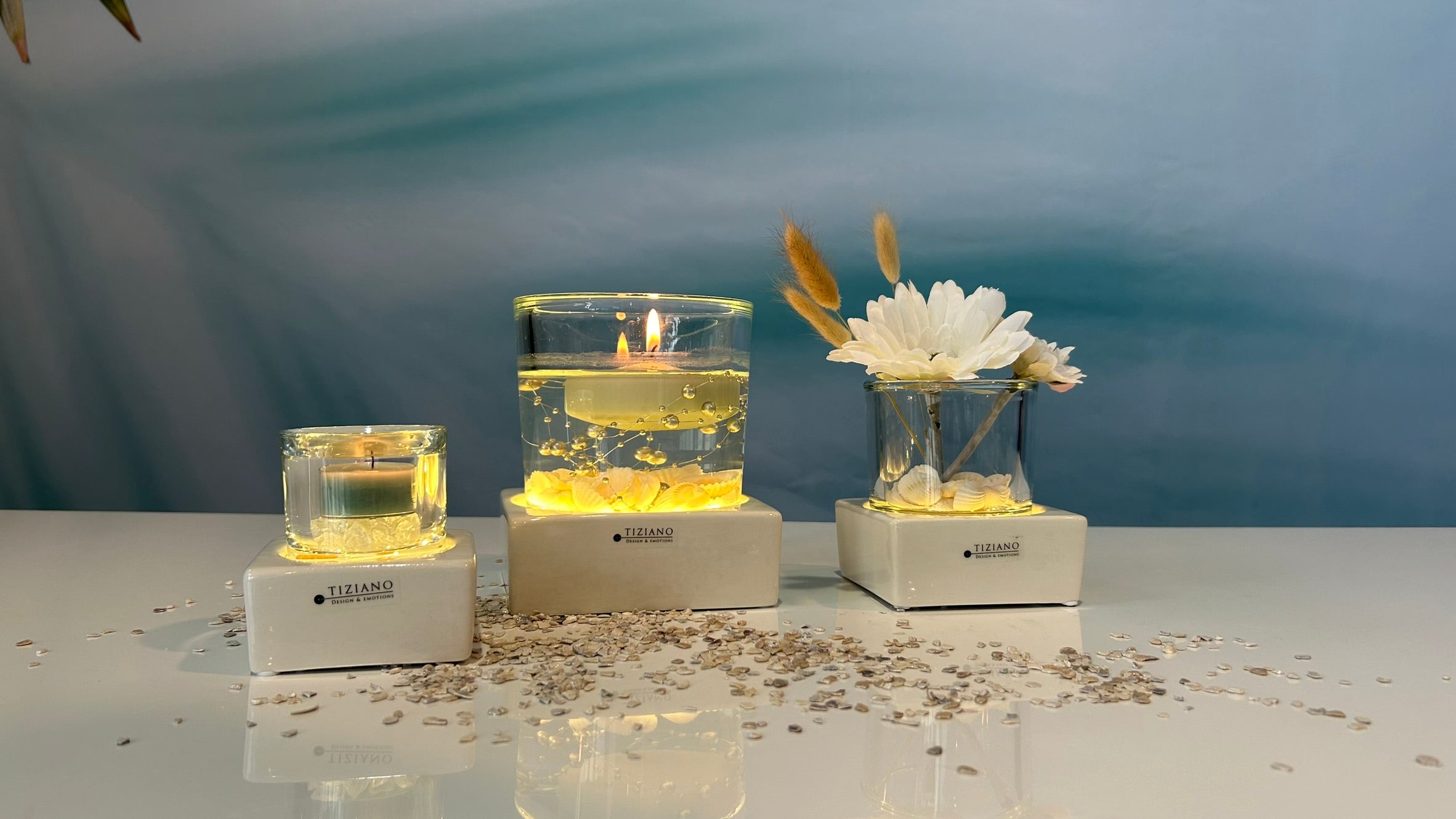 Tischlicht Base Mantova LED 7,5cm creme-weiß