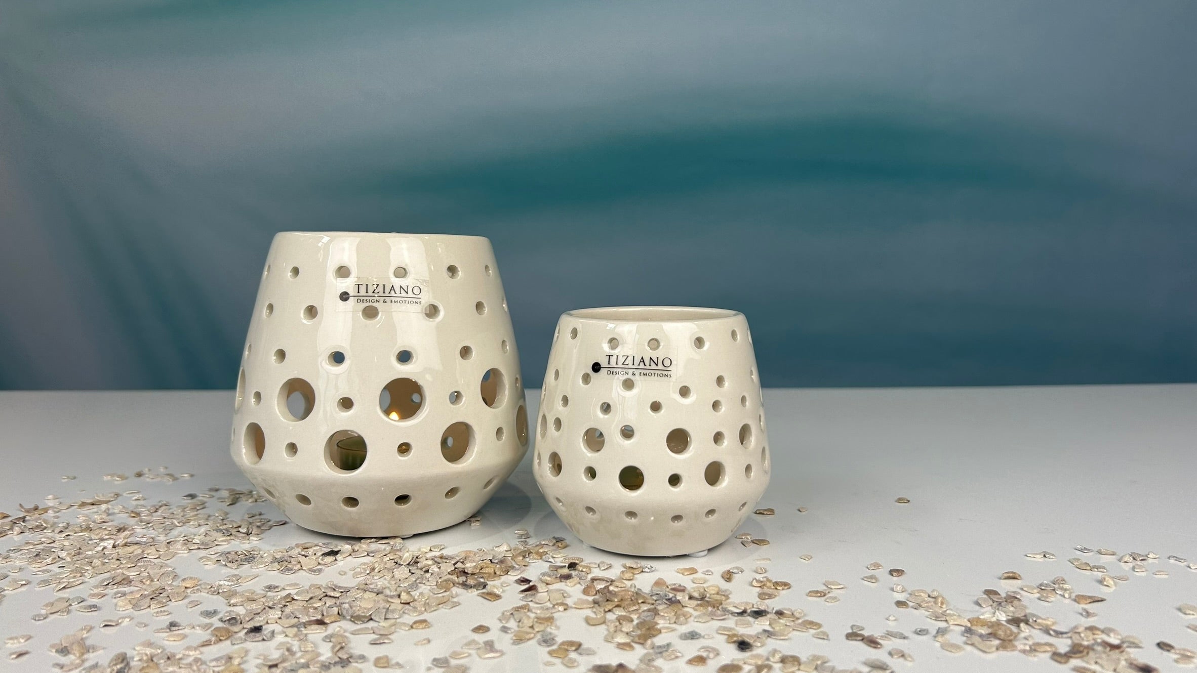 2er Set Teelicht Rodano creme-weiß