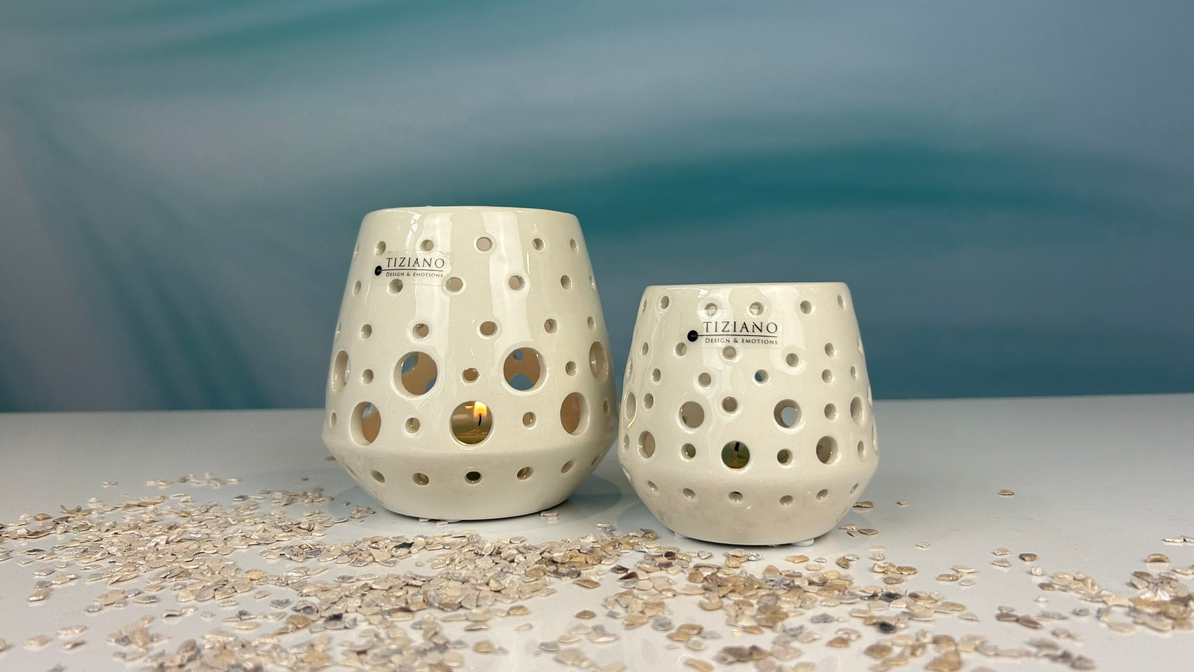 2er Set Teelicht Rodano creme-weiß