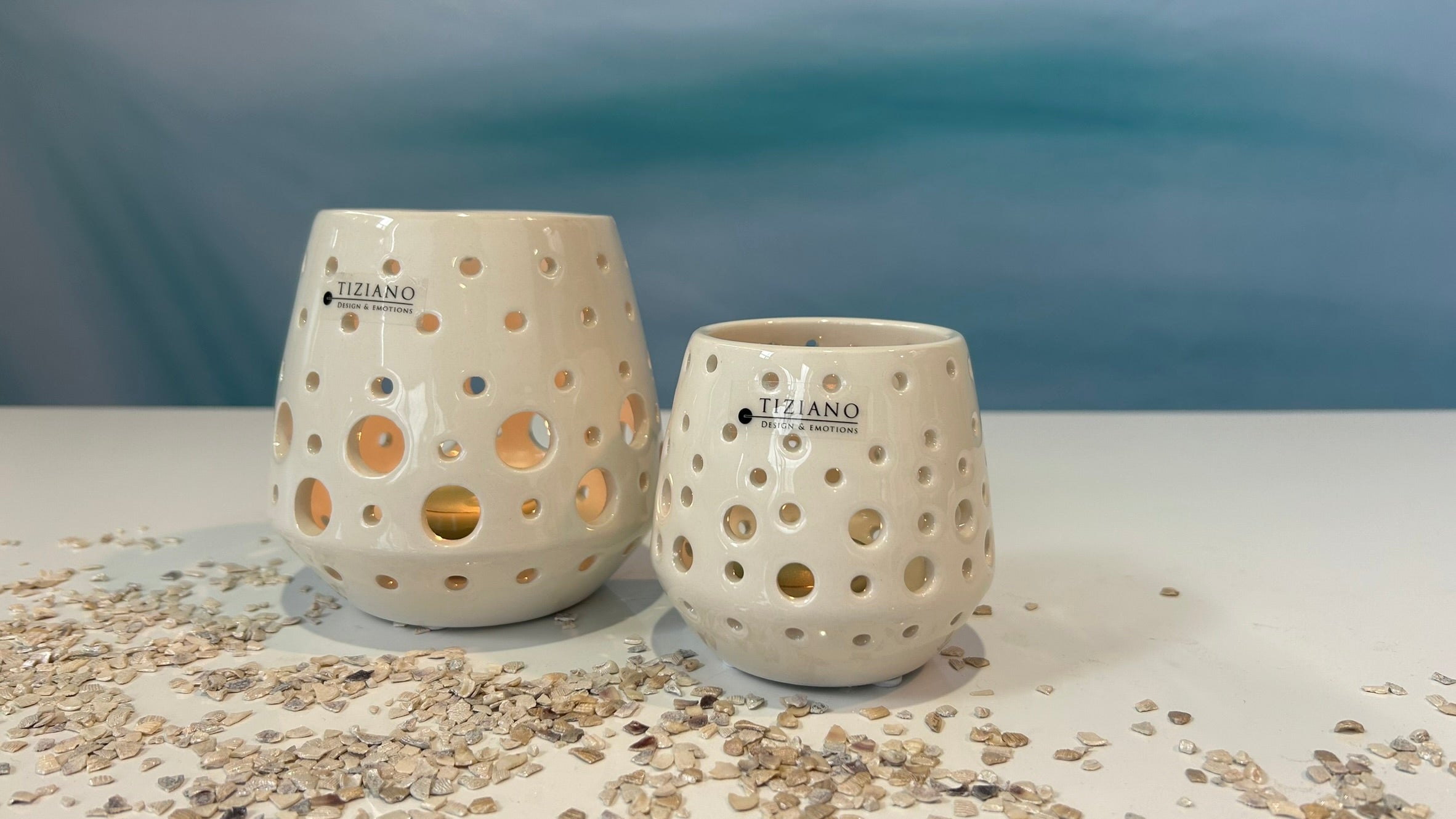 2er Set Teelicht Rodano creme-weiß