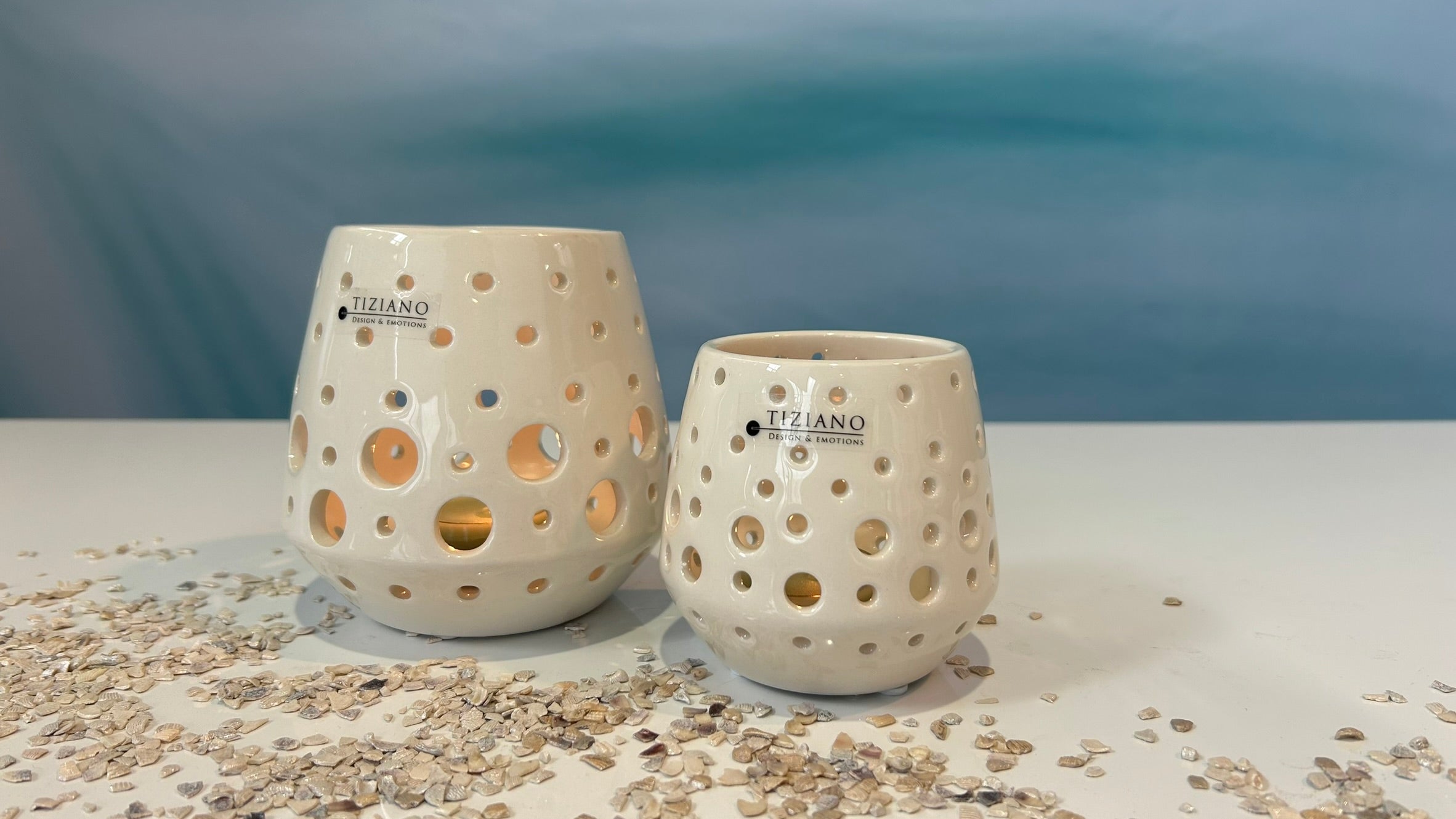 2er Set Teelicht Rodano creme-weiß