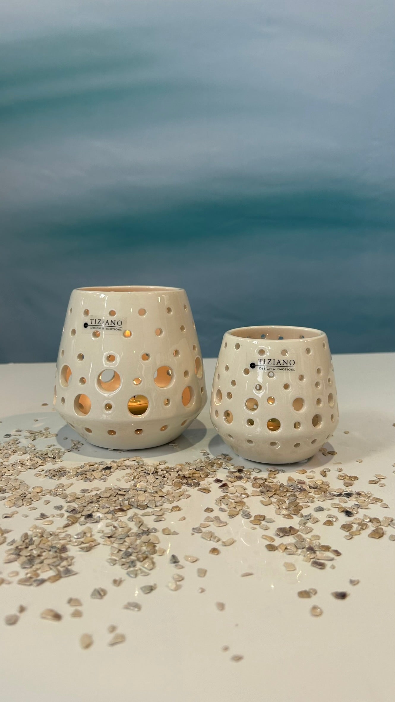 2er Set Teelicht Rodano creme-weiß