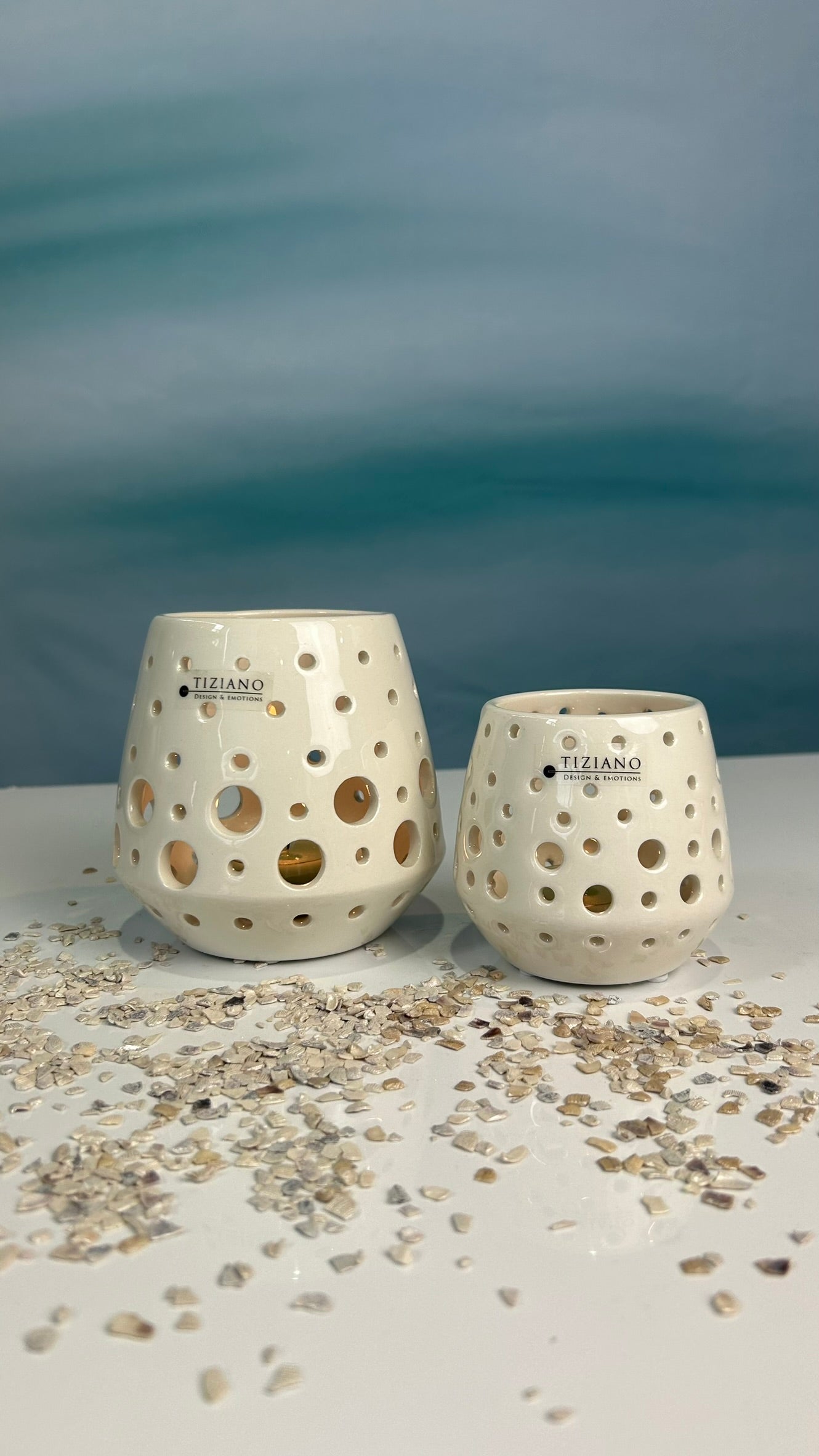 2er Set Teelicht Rodano creme-weiß