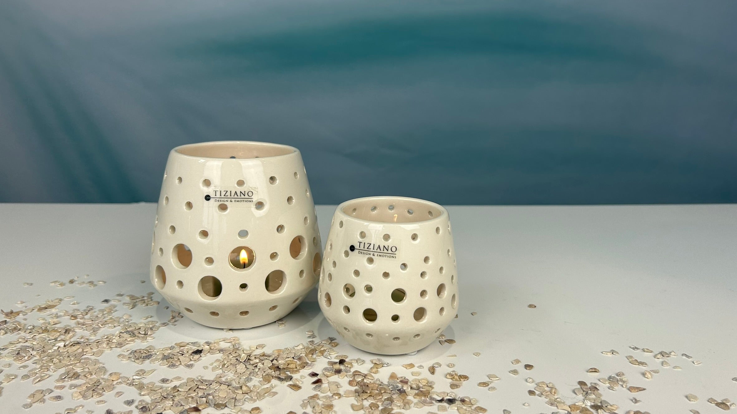 2er Set Teelicht Rodano creme-weiß