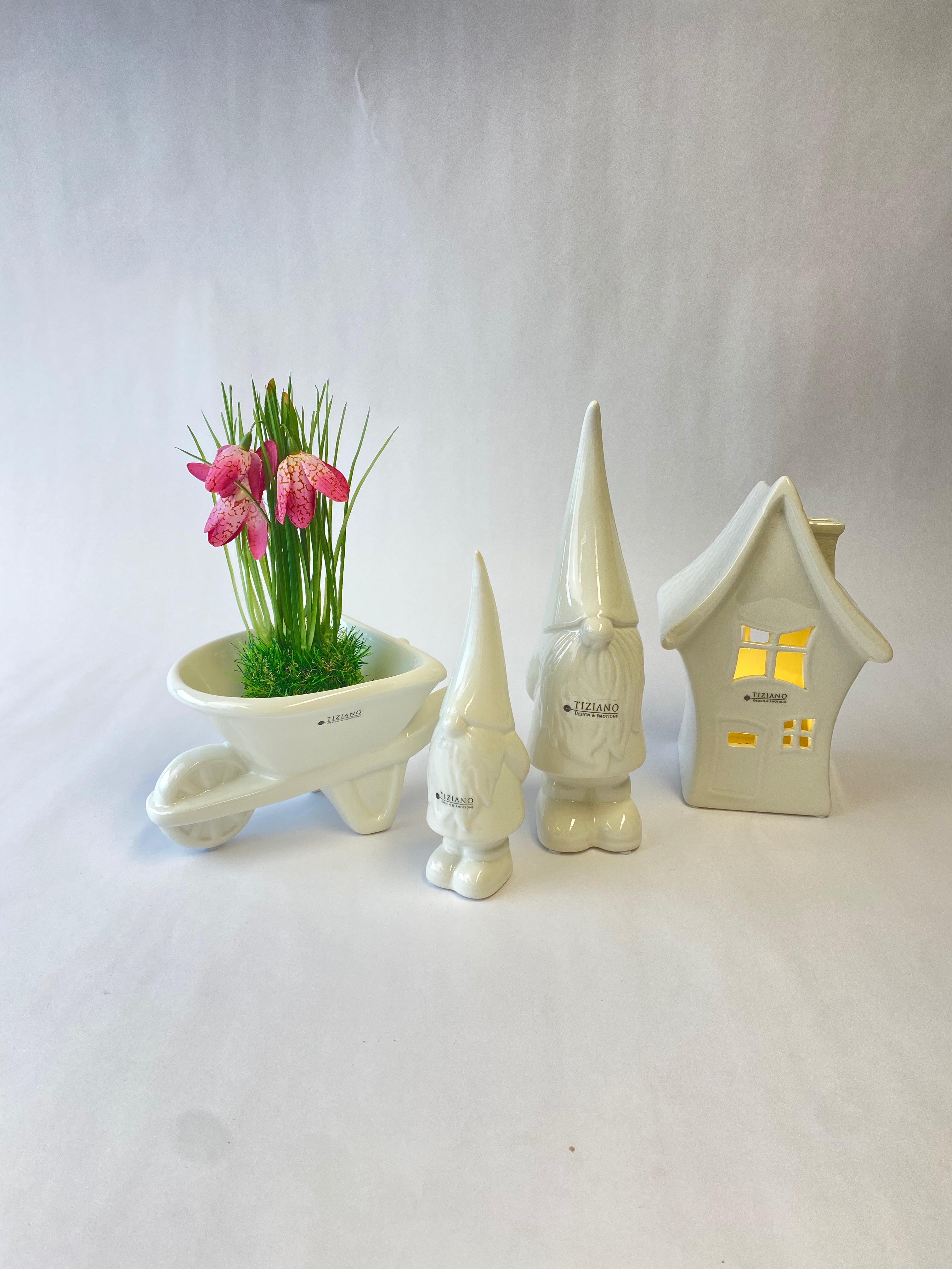 Dekoset blumige Zwergenidylle rosa