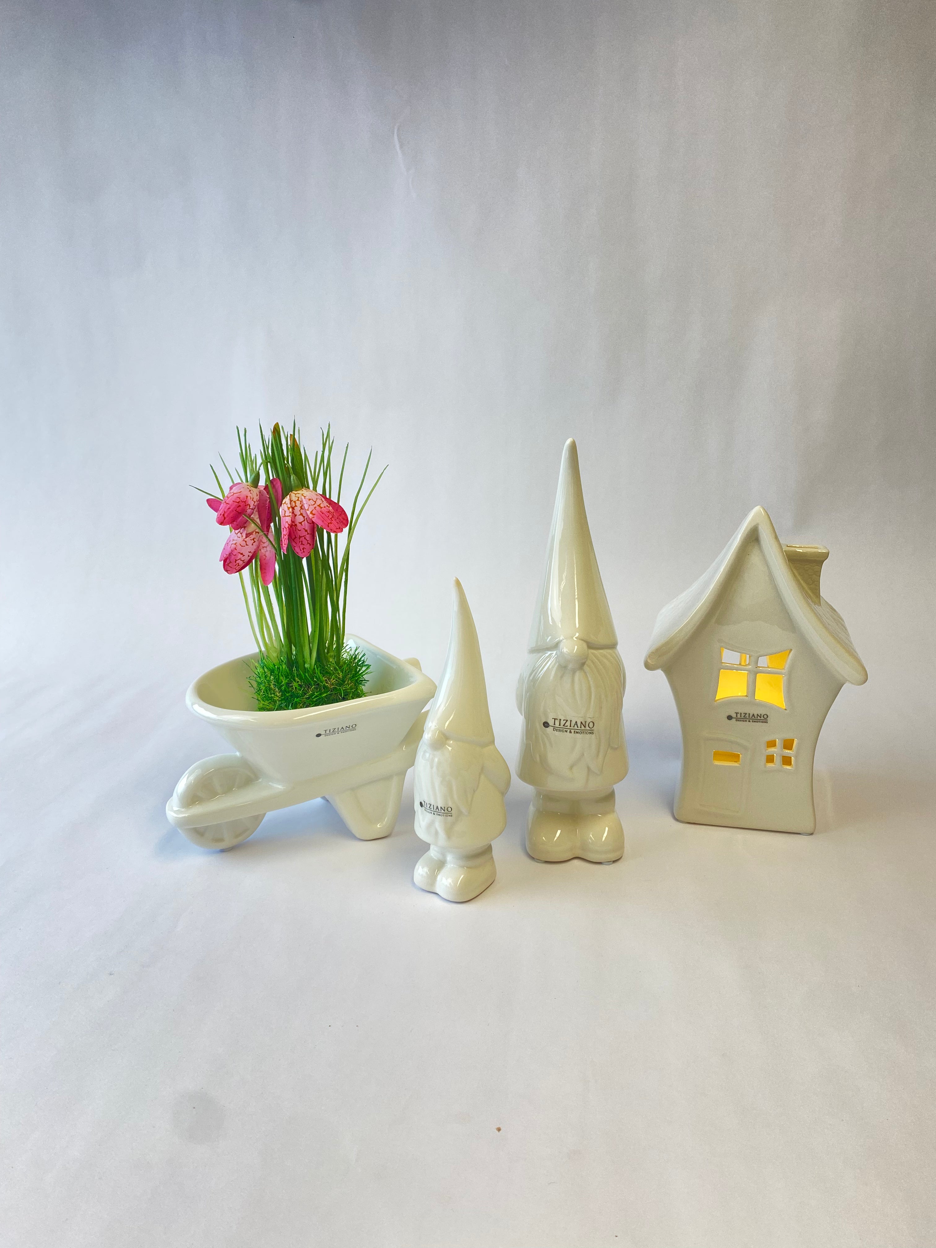 Dekoset blumige Zwergenidylle rosa