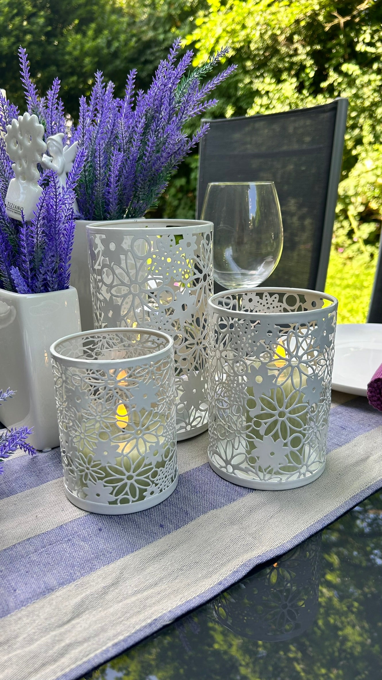 Solar Metallicht Fiori grün oder creme-weiß