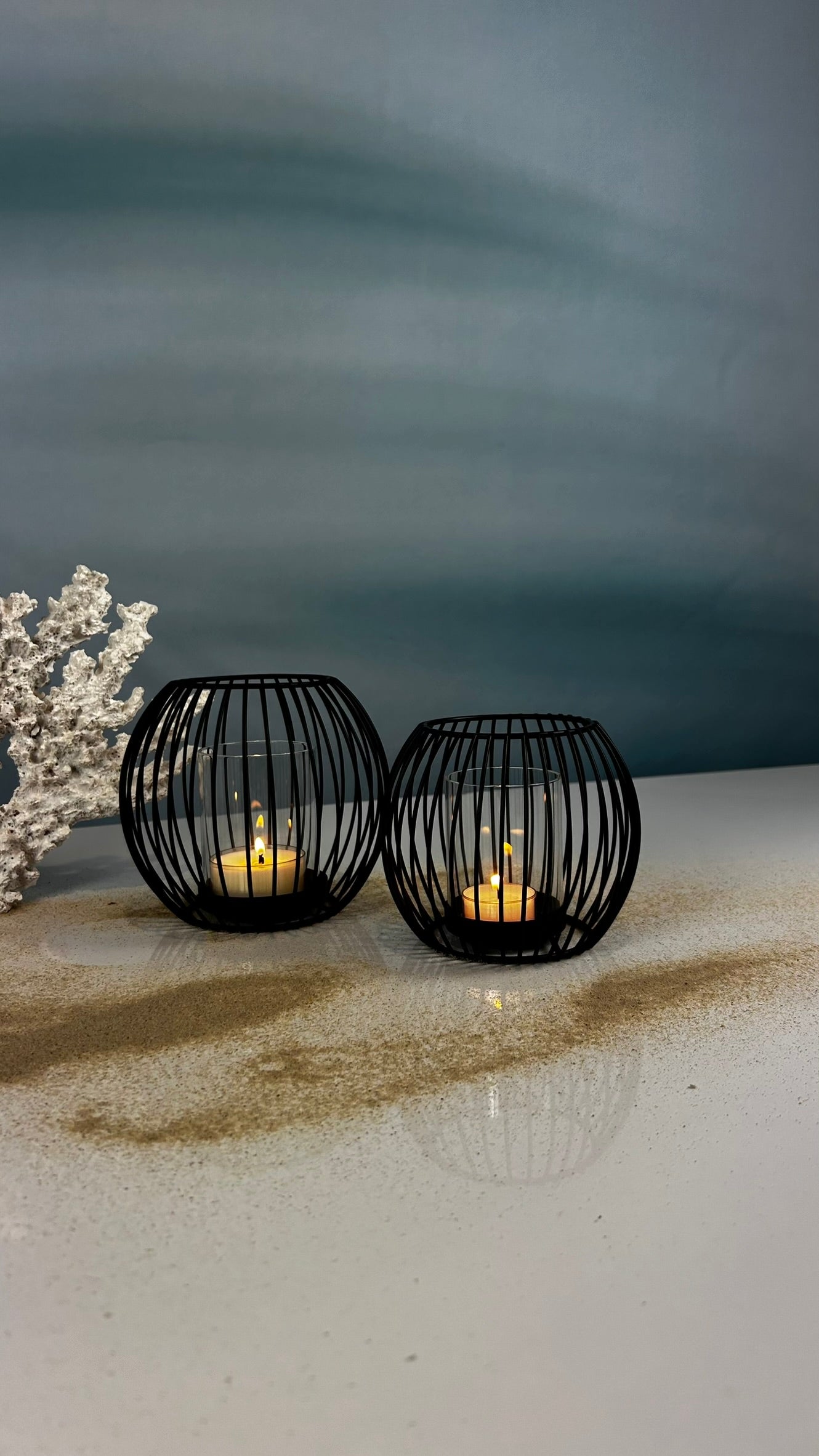 Tischlicht Dusk schwarz mit Glas