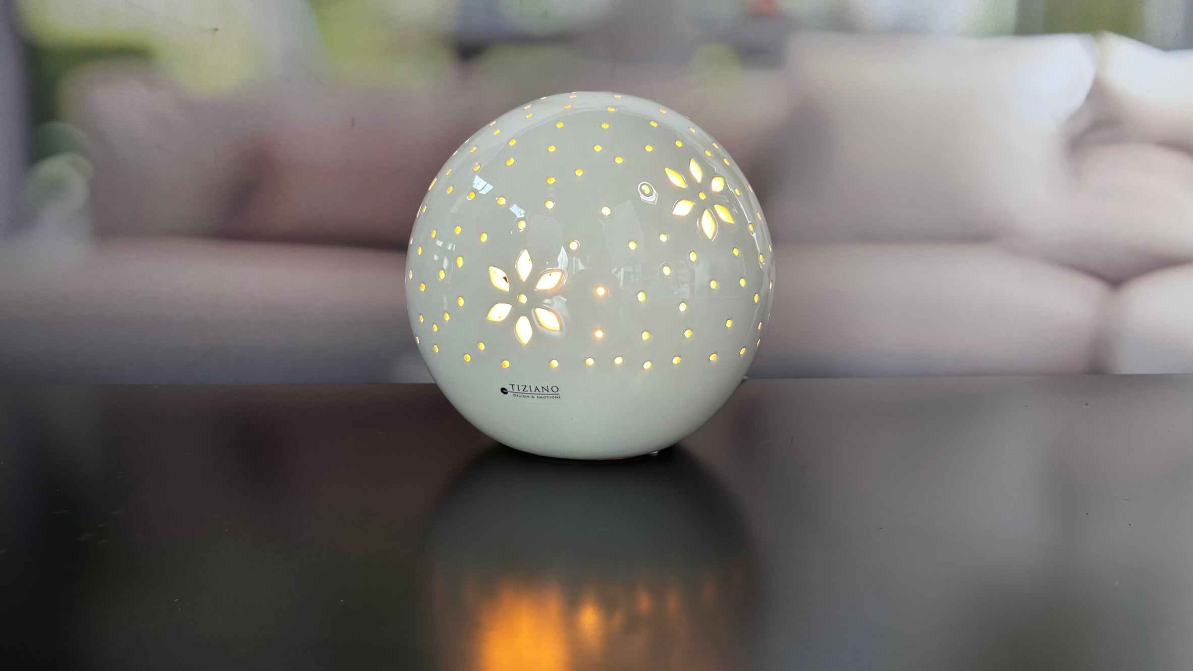 Lampe Tadino rund 25cm weiß-creme