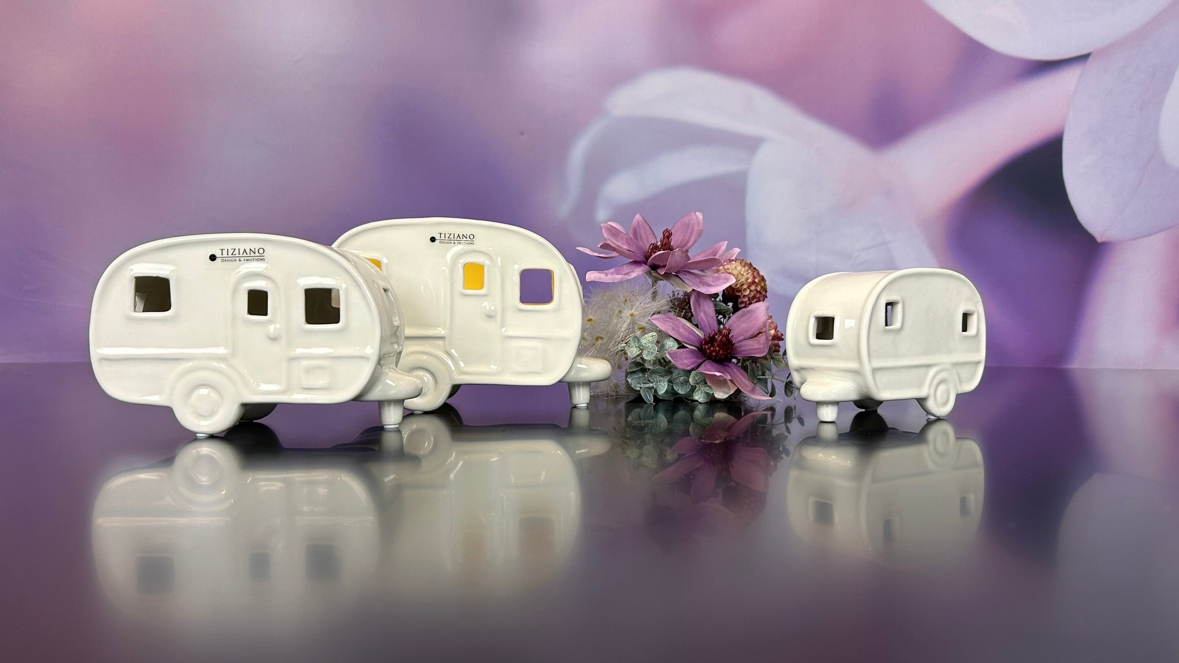 Deko Wohnwagen Caso 13cm creme-weiß
