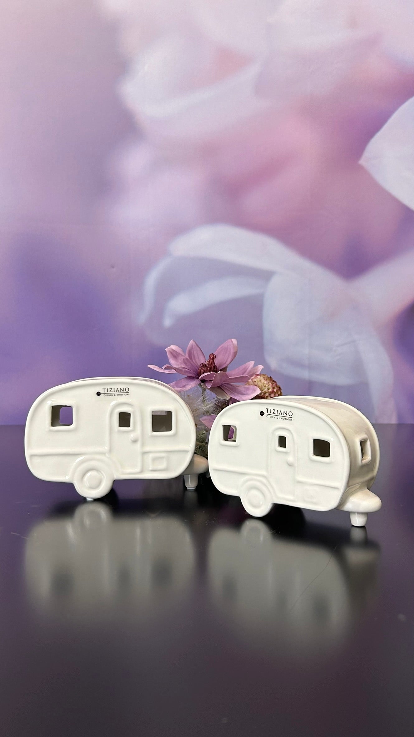 Deko Wohnwagen Caso 13cm creme-weiß