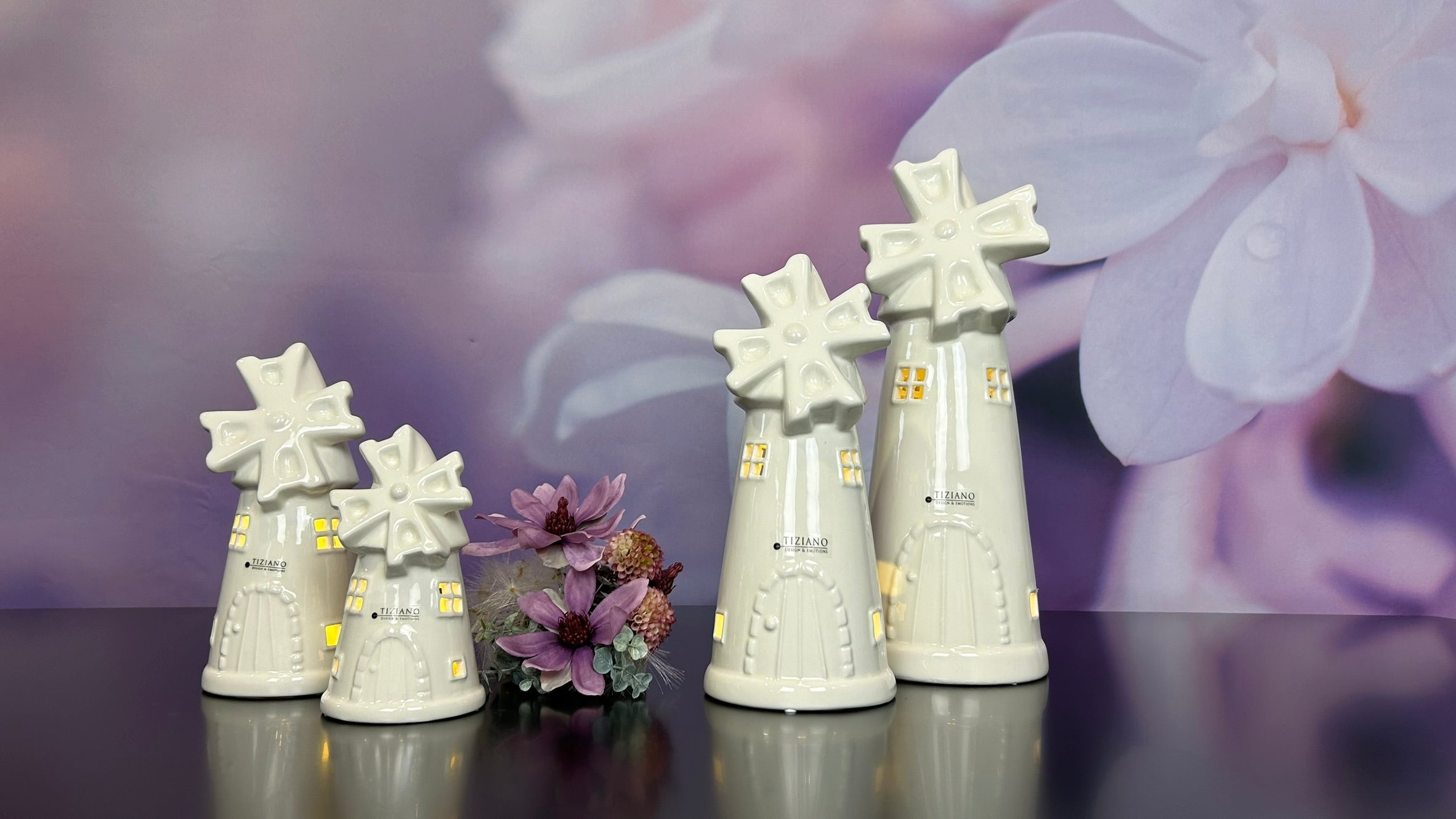 Windmühle Resina LED creme-weiß