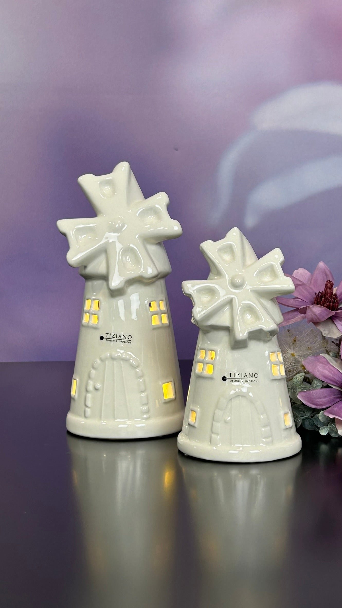 Windmühle Resina LED creme-weiß