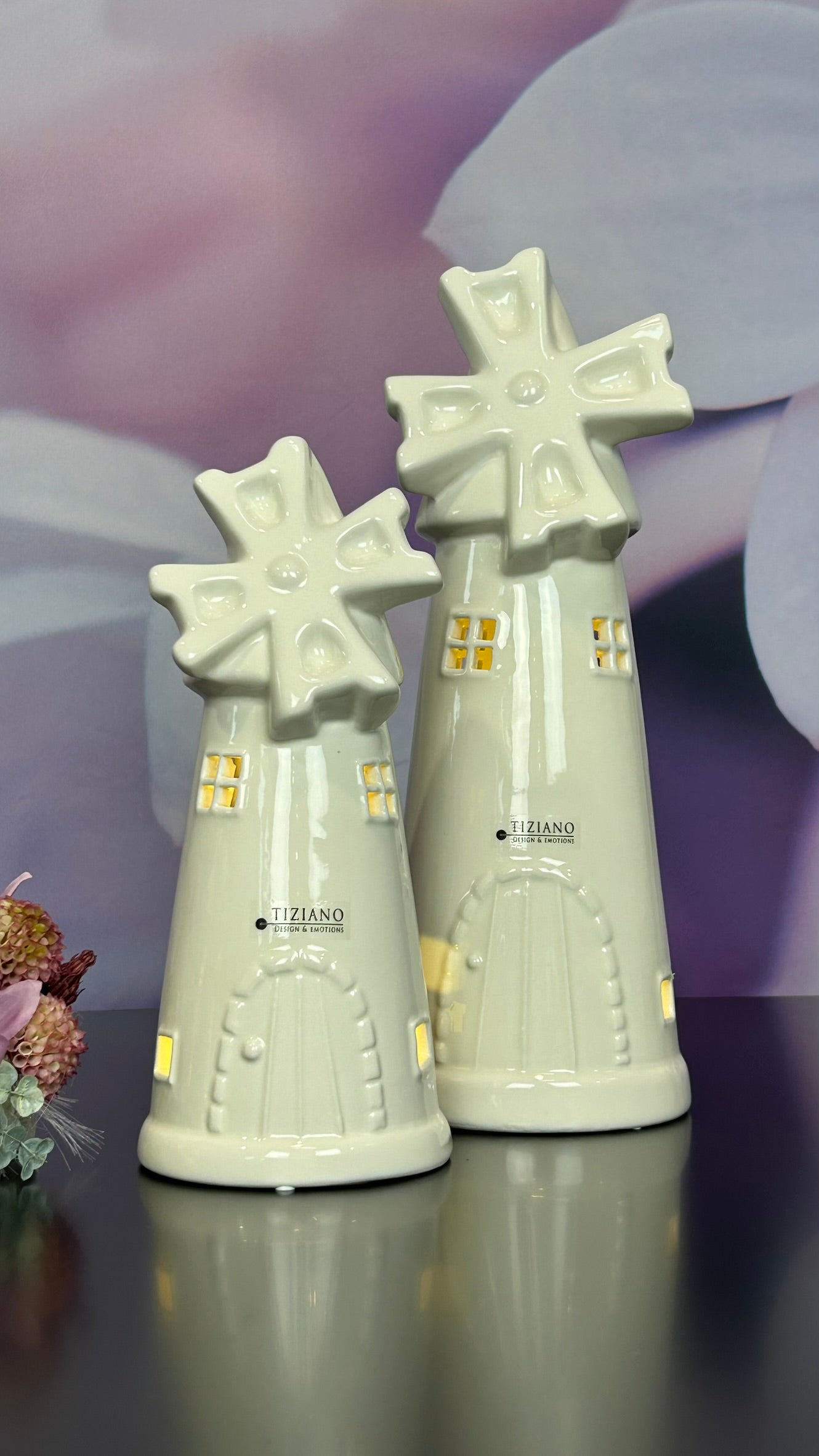 Windmühle Resina LED creme-weiß