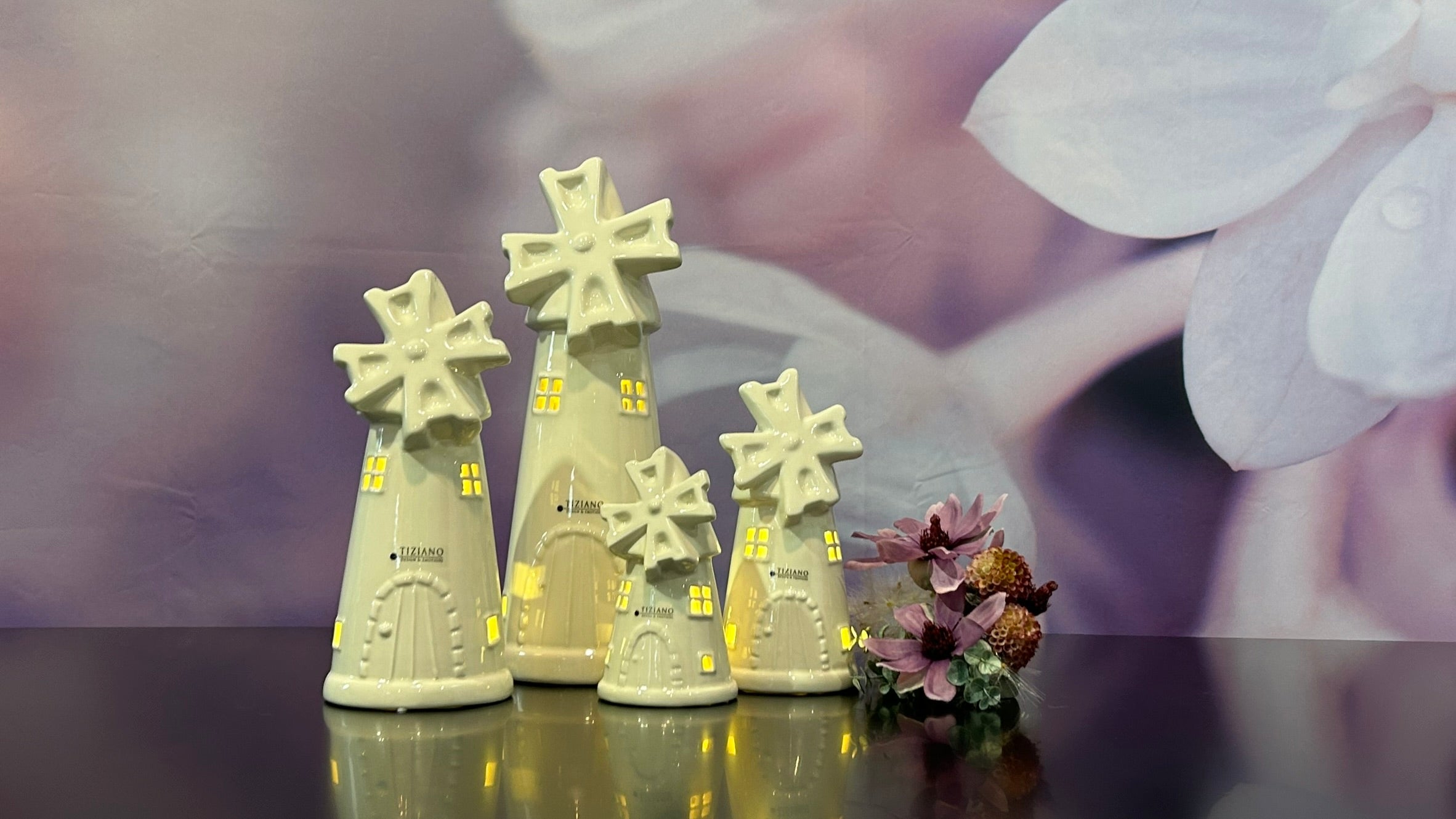 Windmühle Resina LED creme-weiß