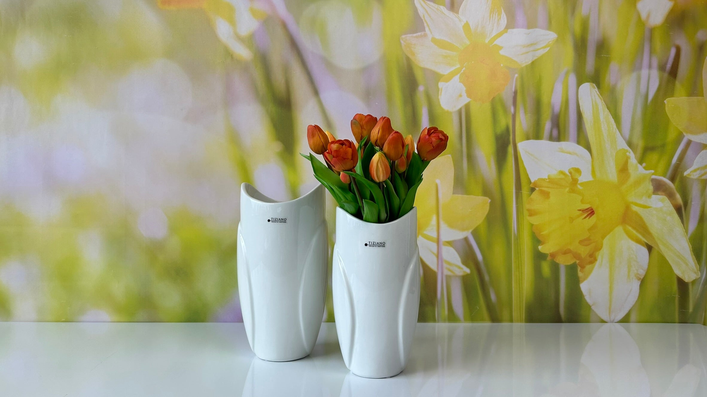 Vase Florata creme-weiß