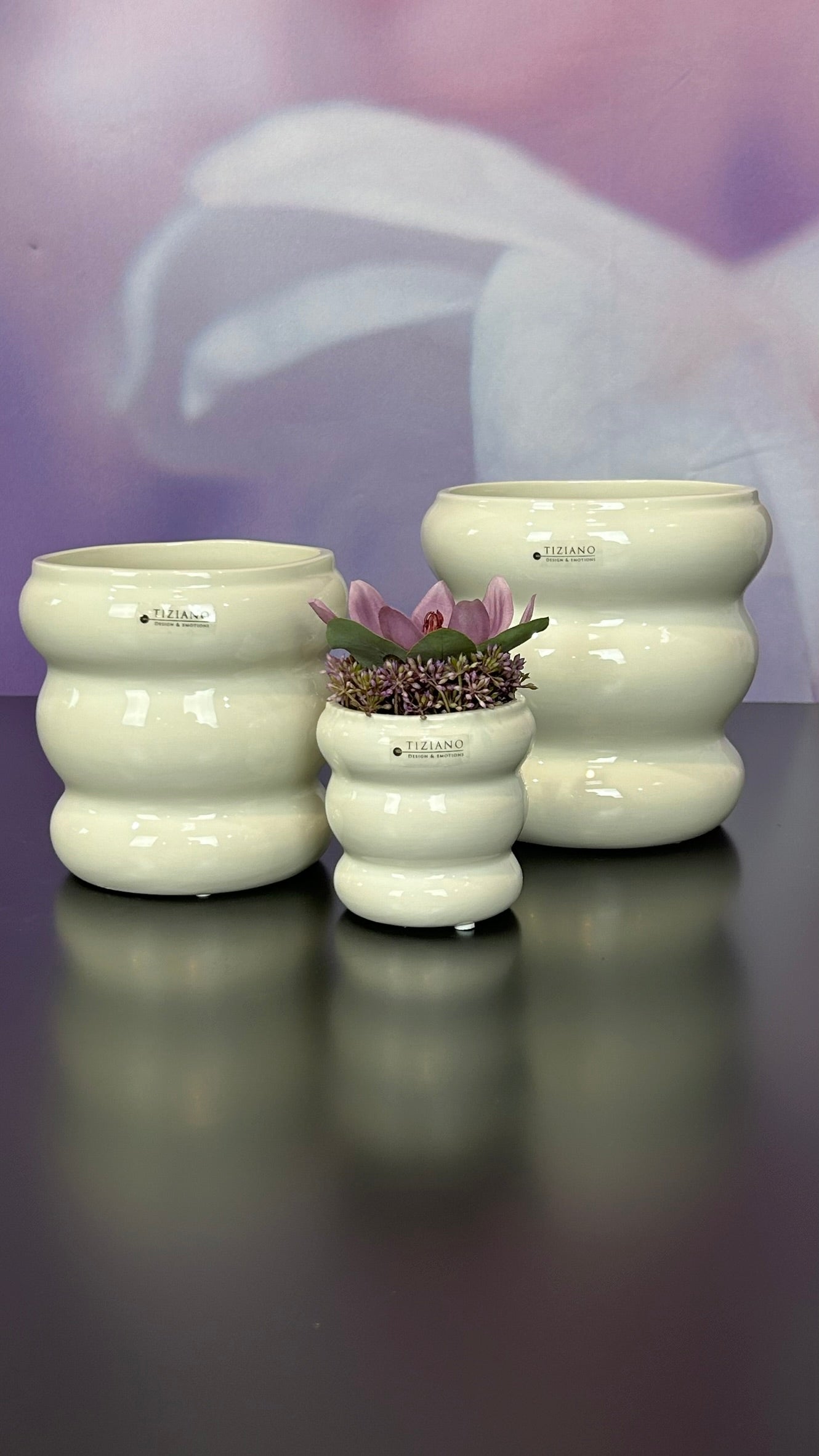 Kübel Ronda creme-weiß