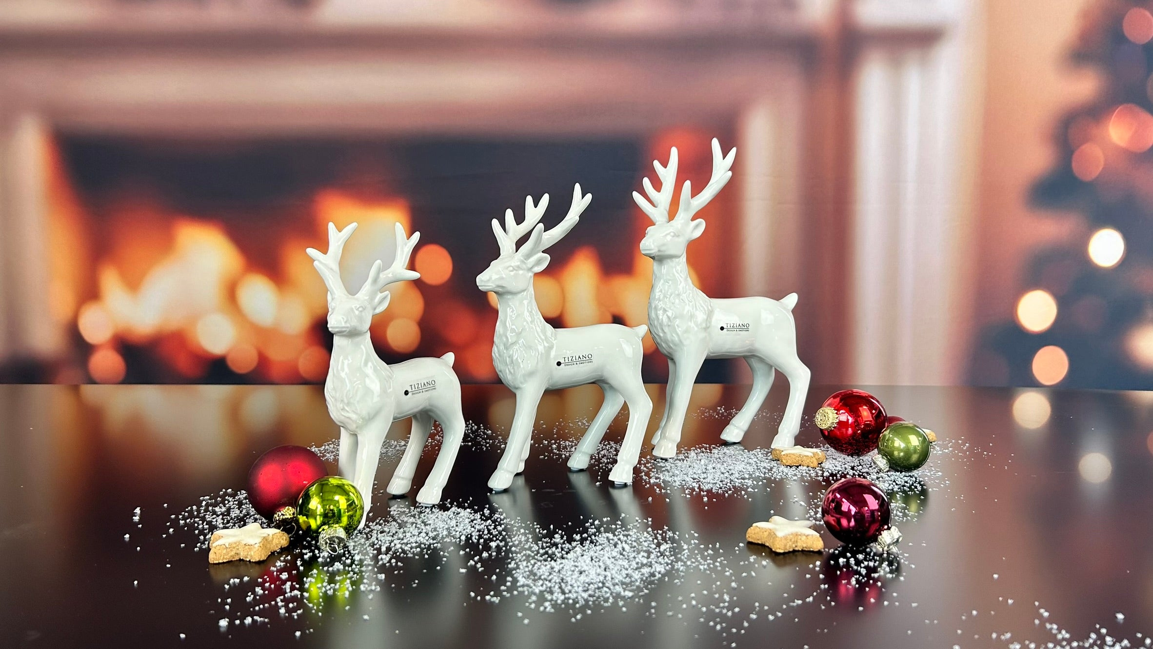 Deko Hirsch Robin stehend creme