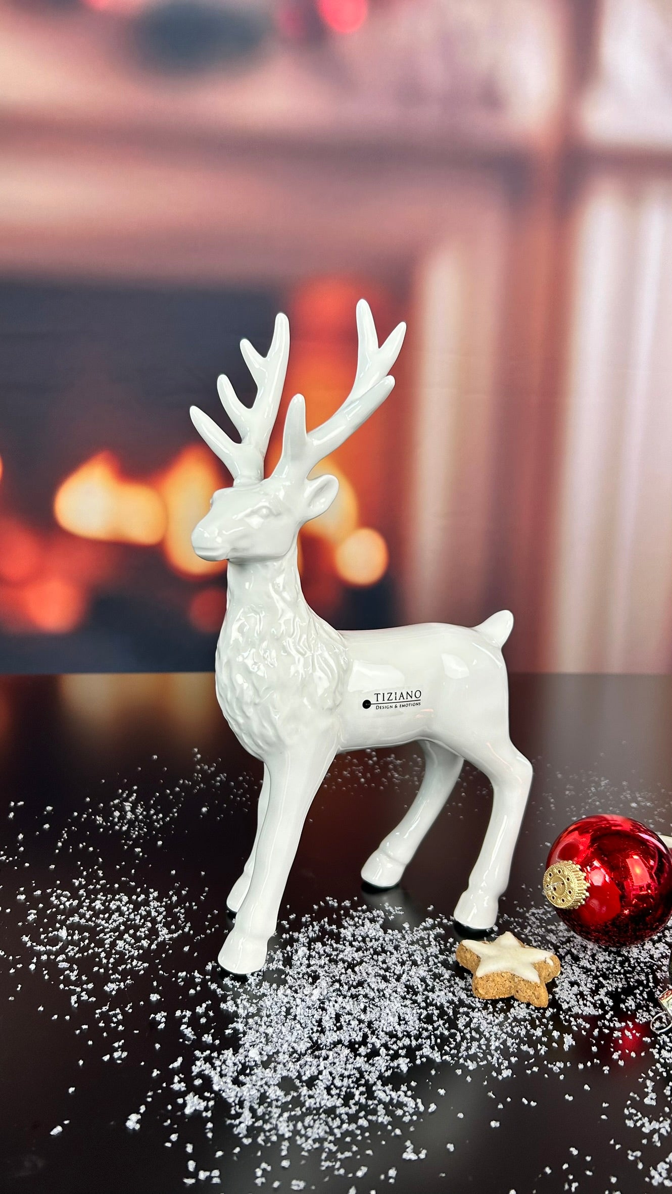 Deko Hirsch Robin stehend creme