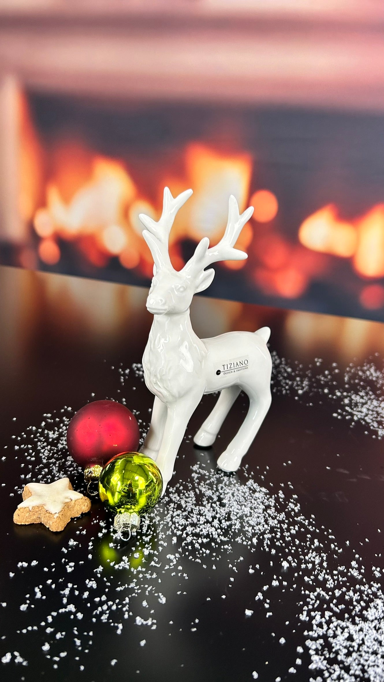 Deko Hirsch Robin stehend creme