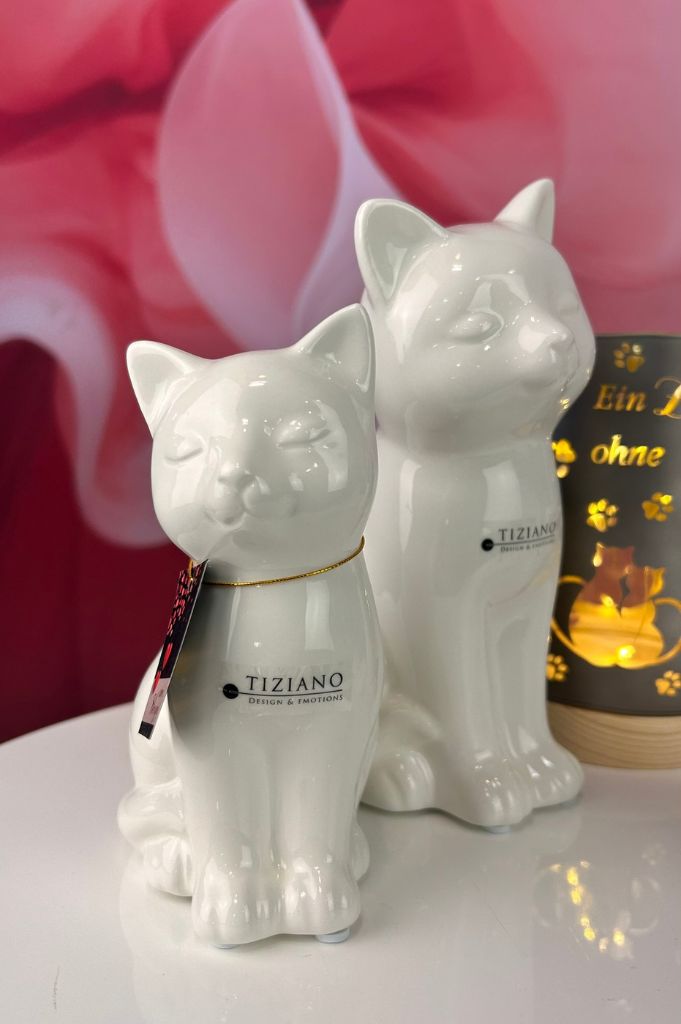 Deko Katze Bella sitzend creme-weiß