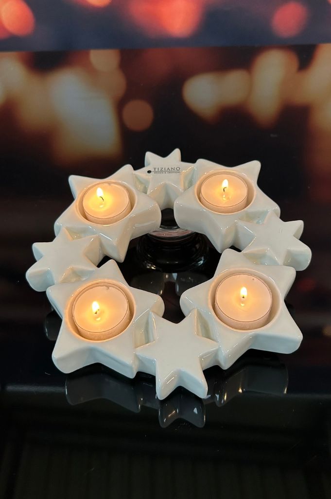 Kerzenring Cometa 23cm creme-weiß