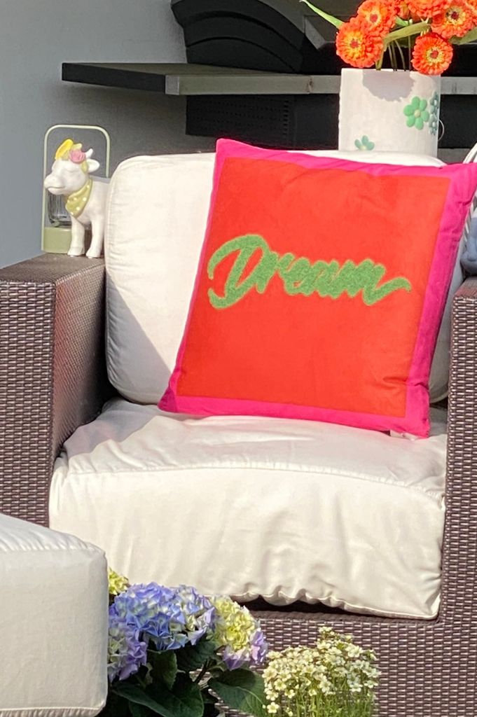 Deko Samtkissen beflockt 45cm mit Botschaft Dream