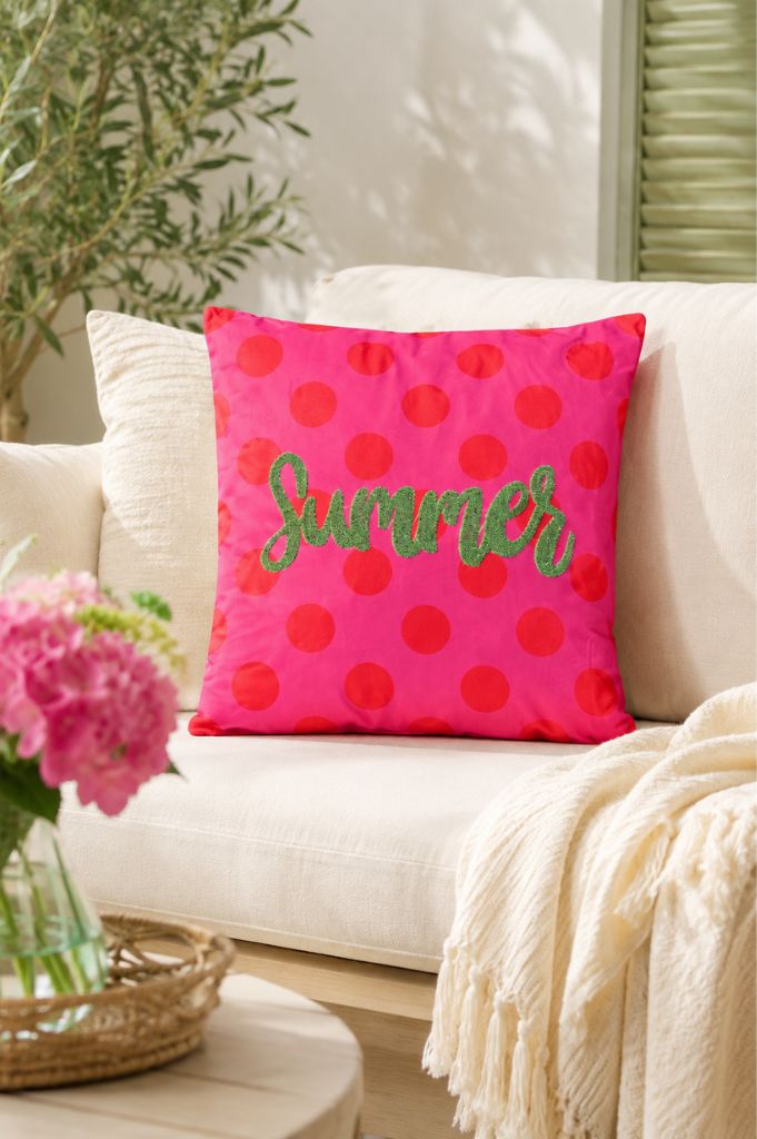 Deko Samtkissen beflockt 45cm mit Botschaft Summer