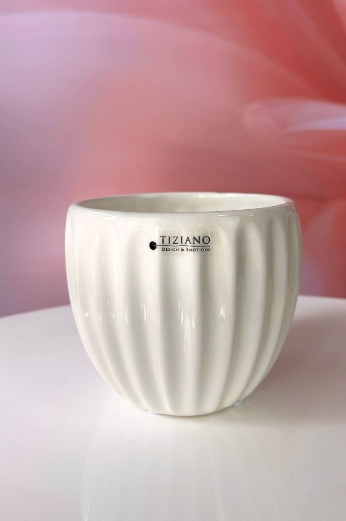 Kübel Prisma creme-weiß