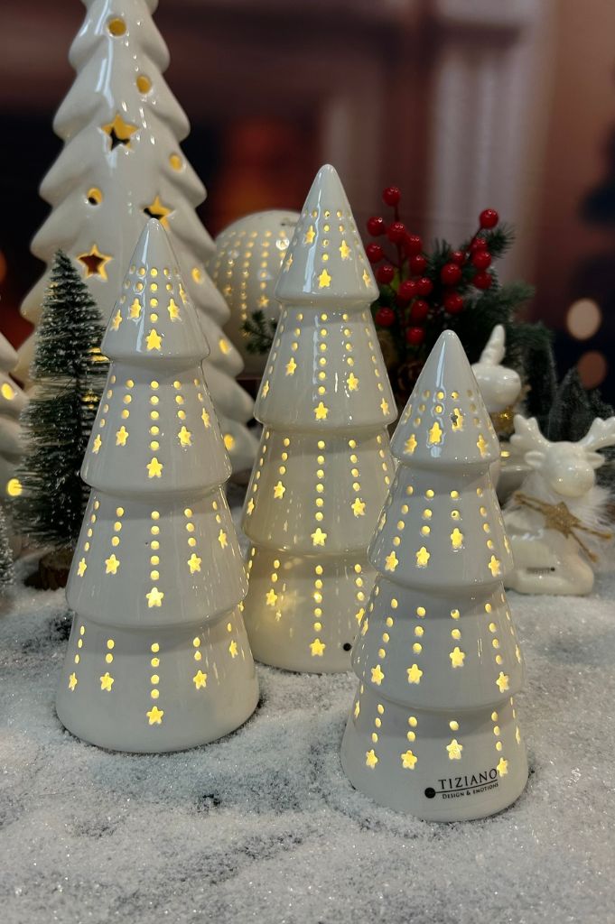 Dekobaum Calante LED creme-weiß