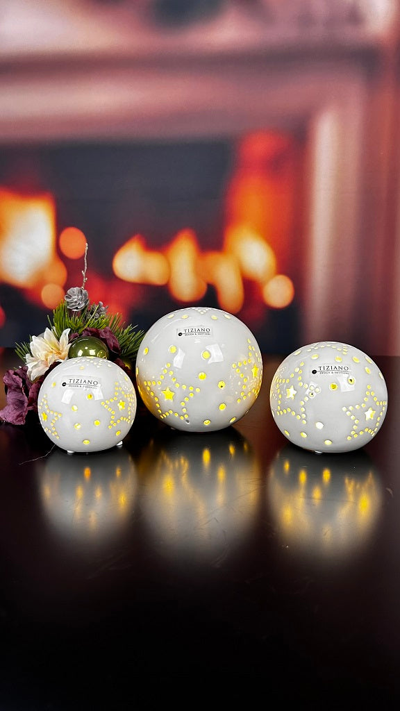 Deko Lichtkugel Tazzola creme LED