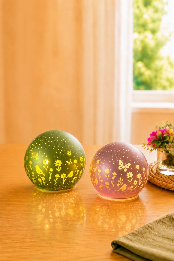 2er Set Lichtkugel Polline LED grün+rosa