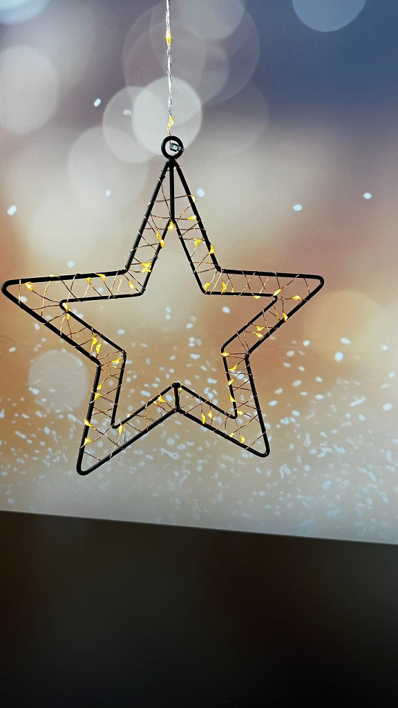 Deko Metallhänger Stern 40cm LED schwarz