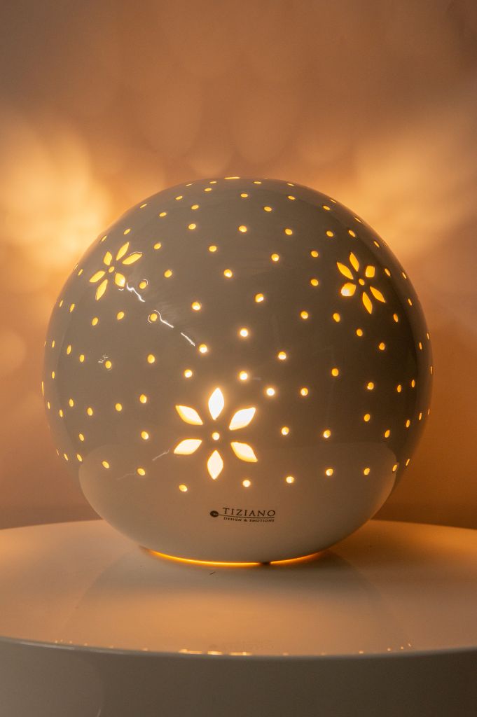 Lampe Tadino rund 25cm weiß-creme