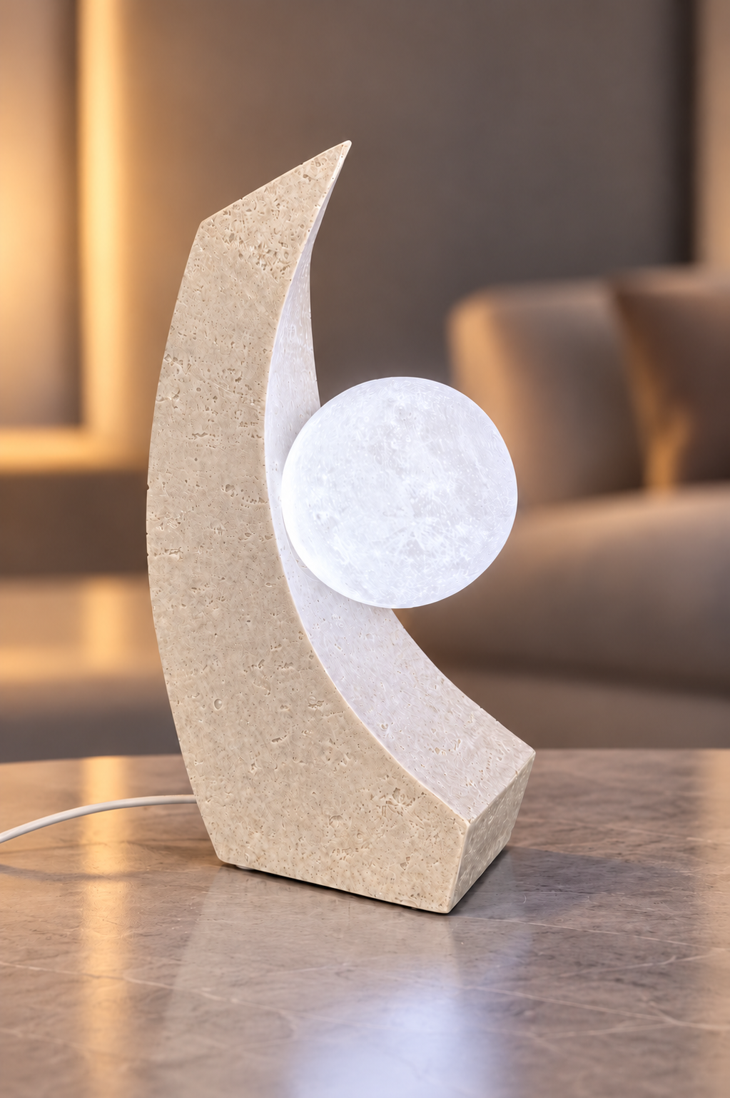 Akku-Tischlampe LED 30cm Stone grau mit USB Kabel